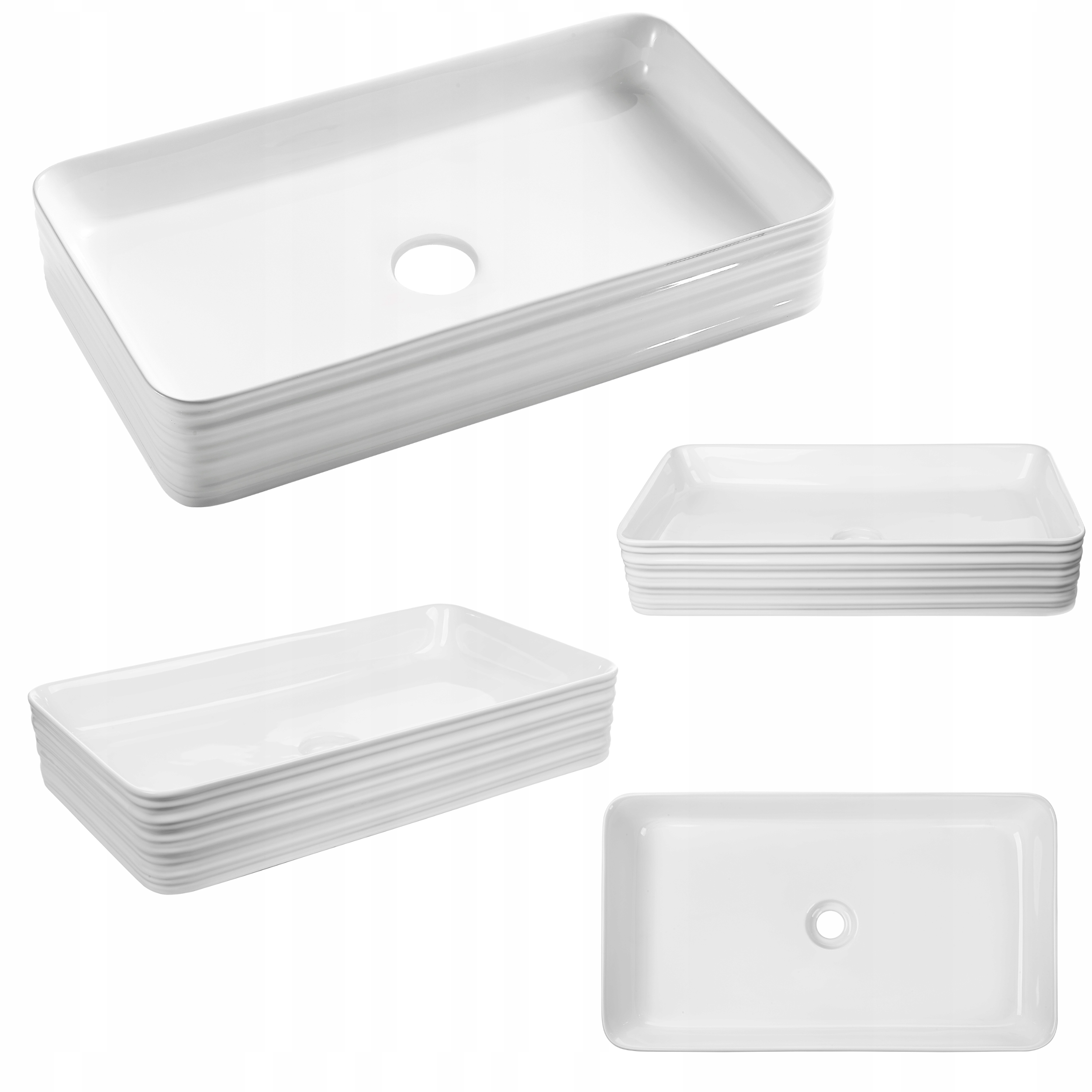 Umyvadlo Na Desku 66x38 cm Bílé Keramické Na Desku Obdélníkové