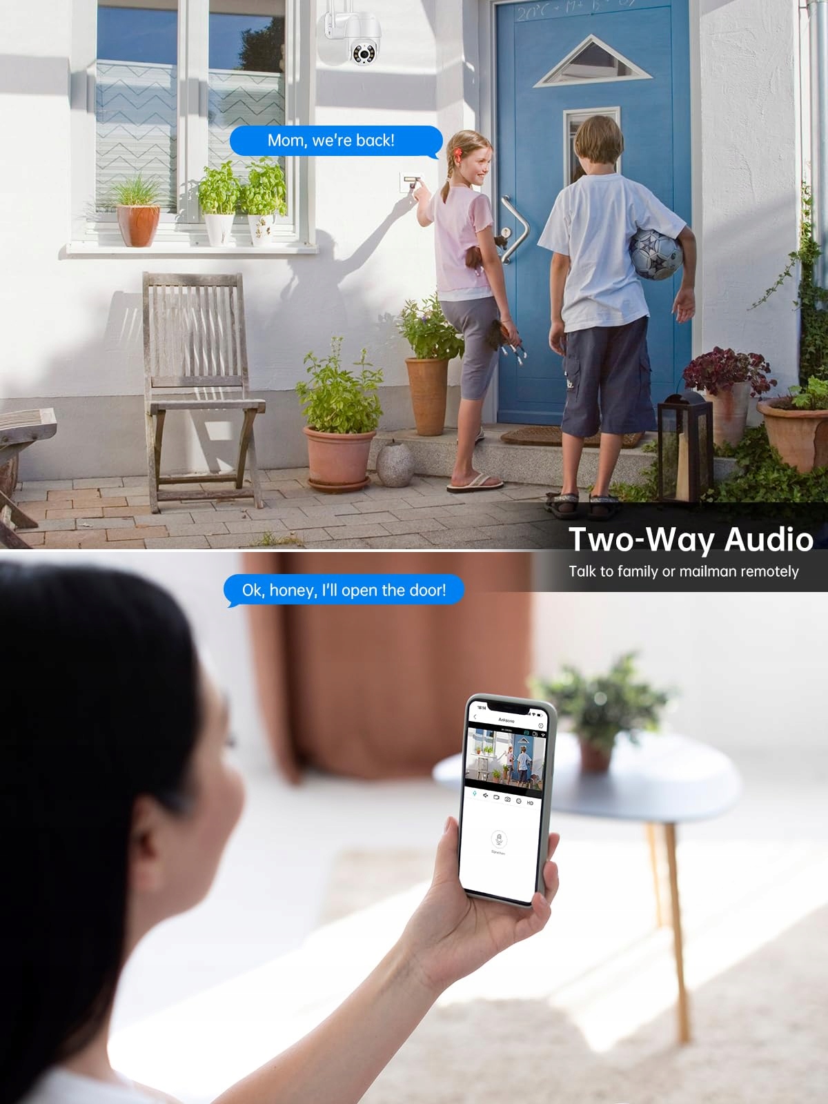 ANKSONO Kamera Zewnętrzna WiFi 2MP PTZ 350°/90° Nocna Wizja Audio — miniatura 7