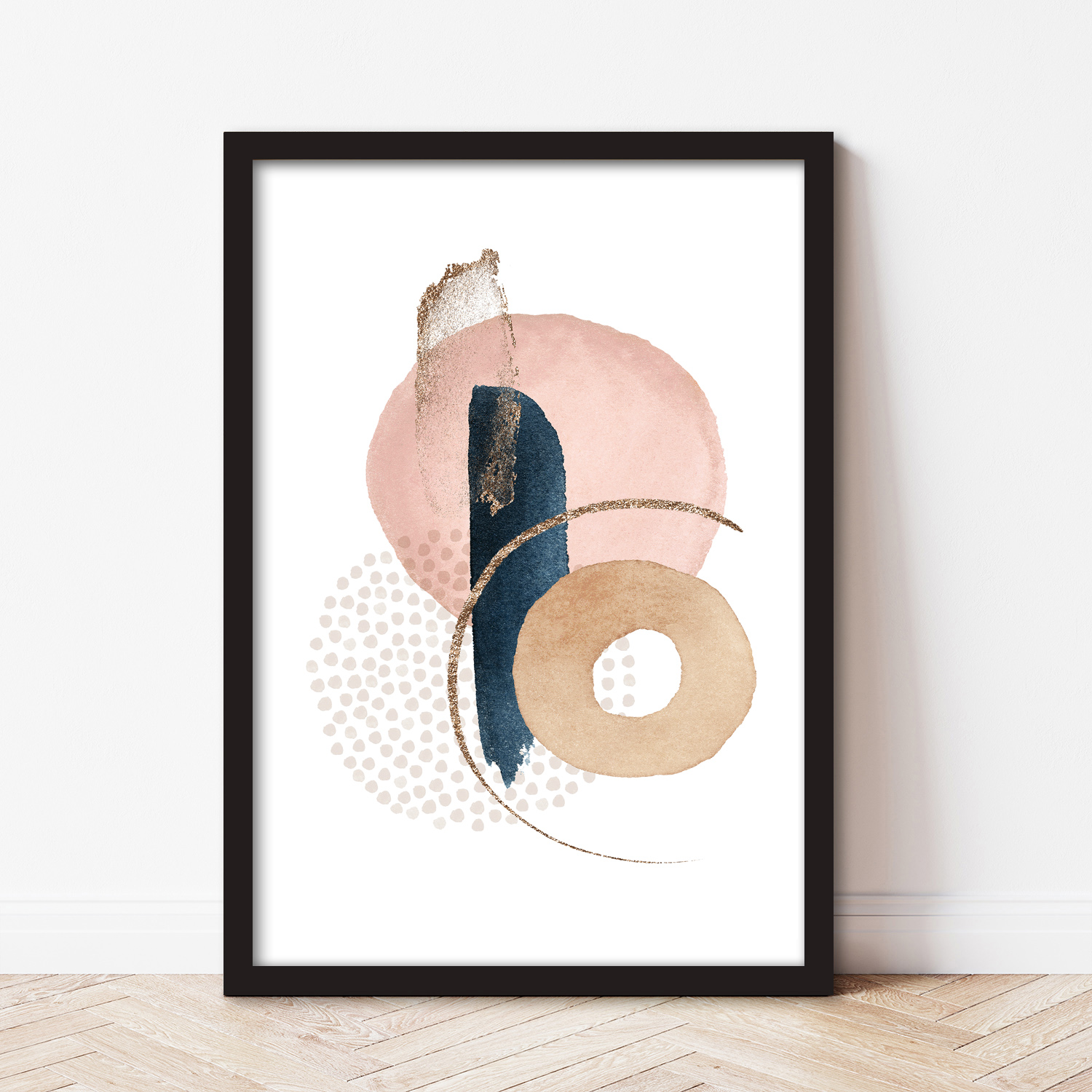 Nowoczesne Abstrakcje Kształty Beż bez ramek 50x70 Nazwa PLAKATY ABSTRAKCJA Wzory Granat Róż Beż