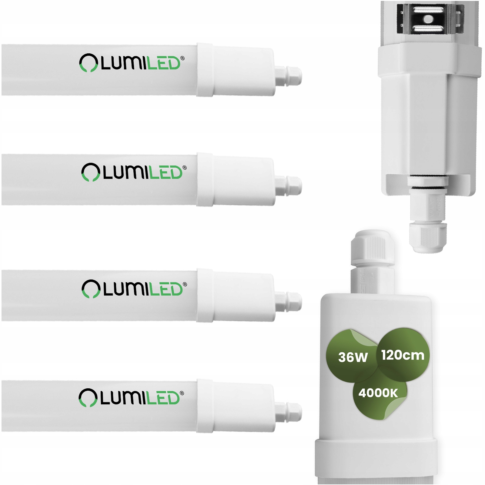 4x Hermetické Led svítidlo Dílenská lampa 120 cm do garáže 36W Vodotěsná