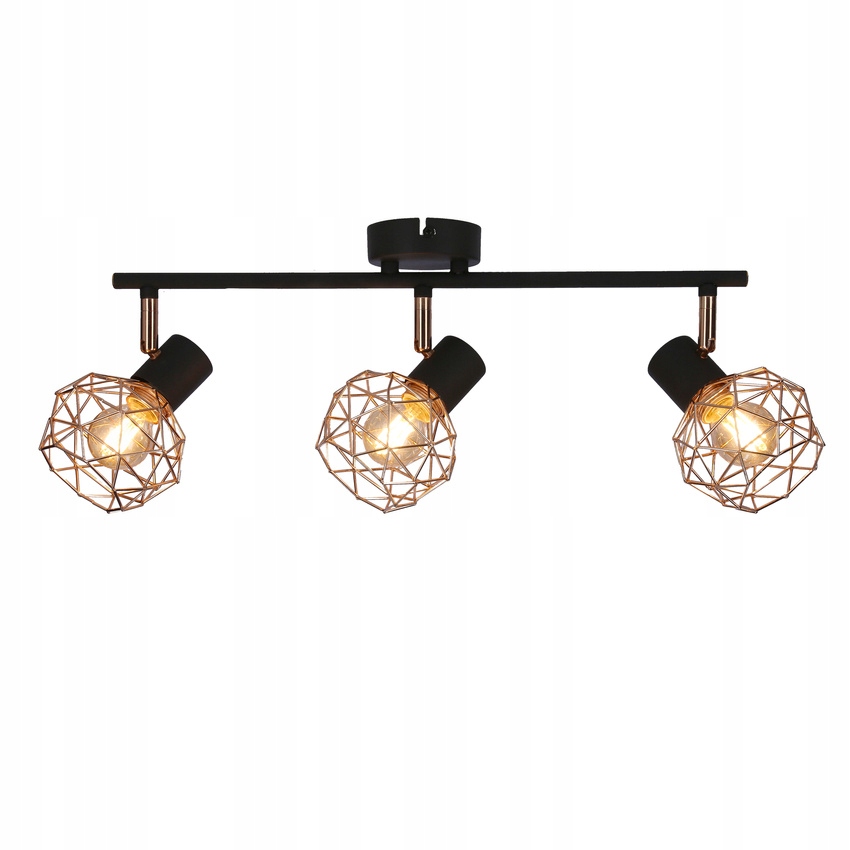 Stropní Svítidlo Acrobat Nástěnná Lišta Nástěnné Svítidlo 3X E14 40W Černé Stínidlo Měď