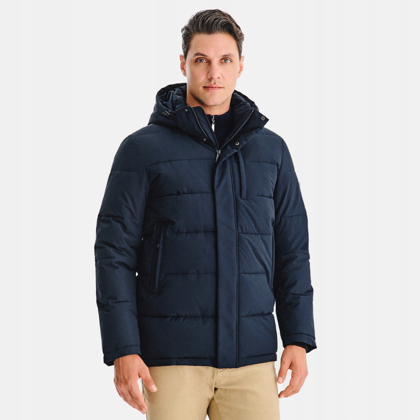 Pánská prošívaná bunda Pako Lorente s kapucí , tmavě modrá, vel 54