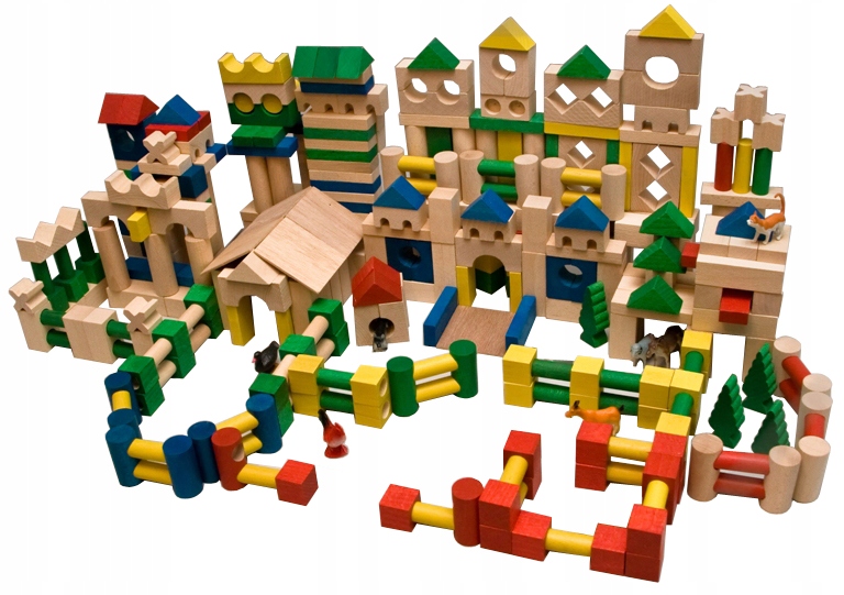 KLOCKI DREWNIANE 500szt + literki gratis DABO