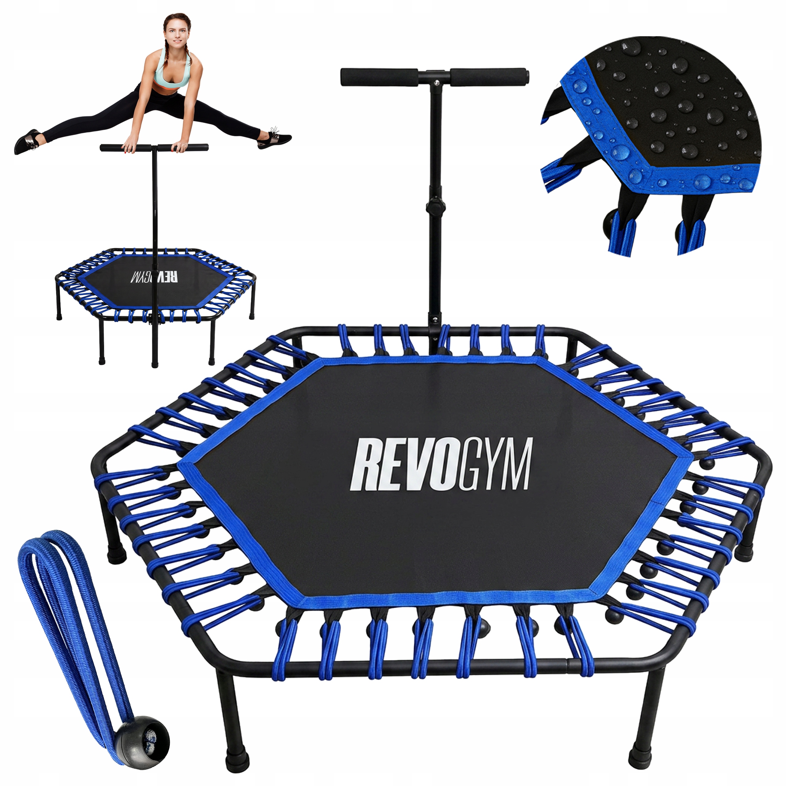 Trampolina Fitness Z Uchwytem Regulowana Antypoślizgowa Domowa 100KG 130 CM