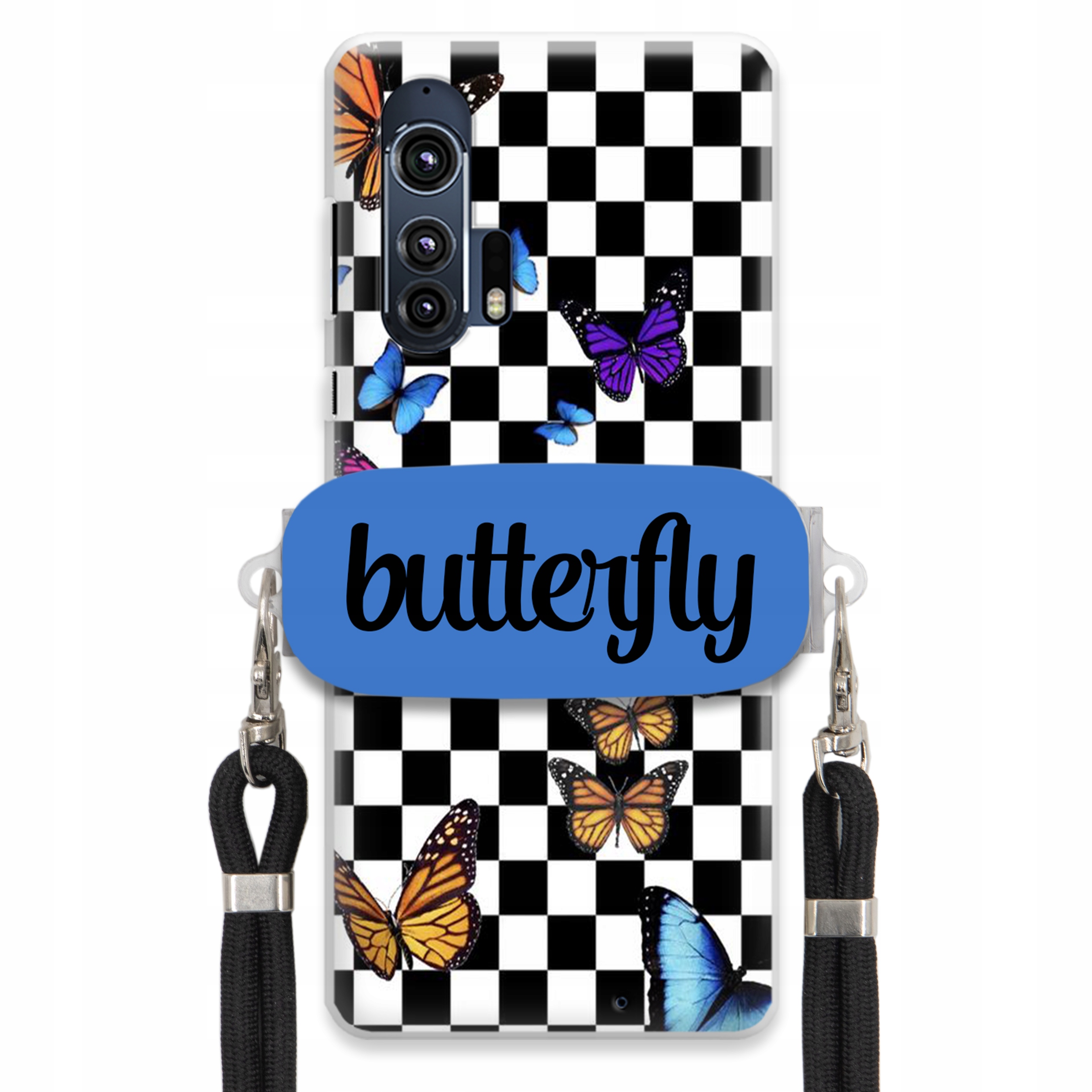 Puzdro Pre Motorola Edge Plus Puzdro Obdĺžnikový Držiak Vodítko Butterfly Motýle