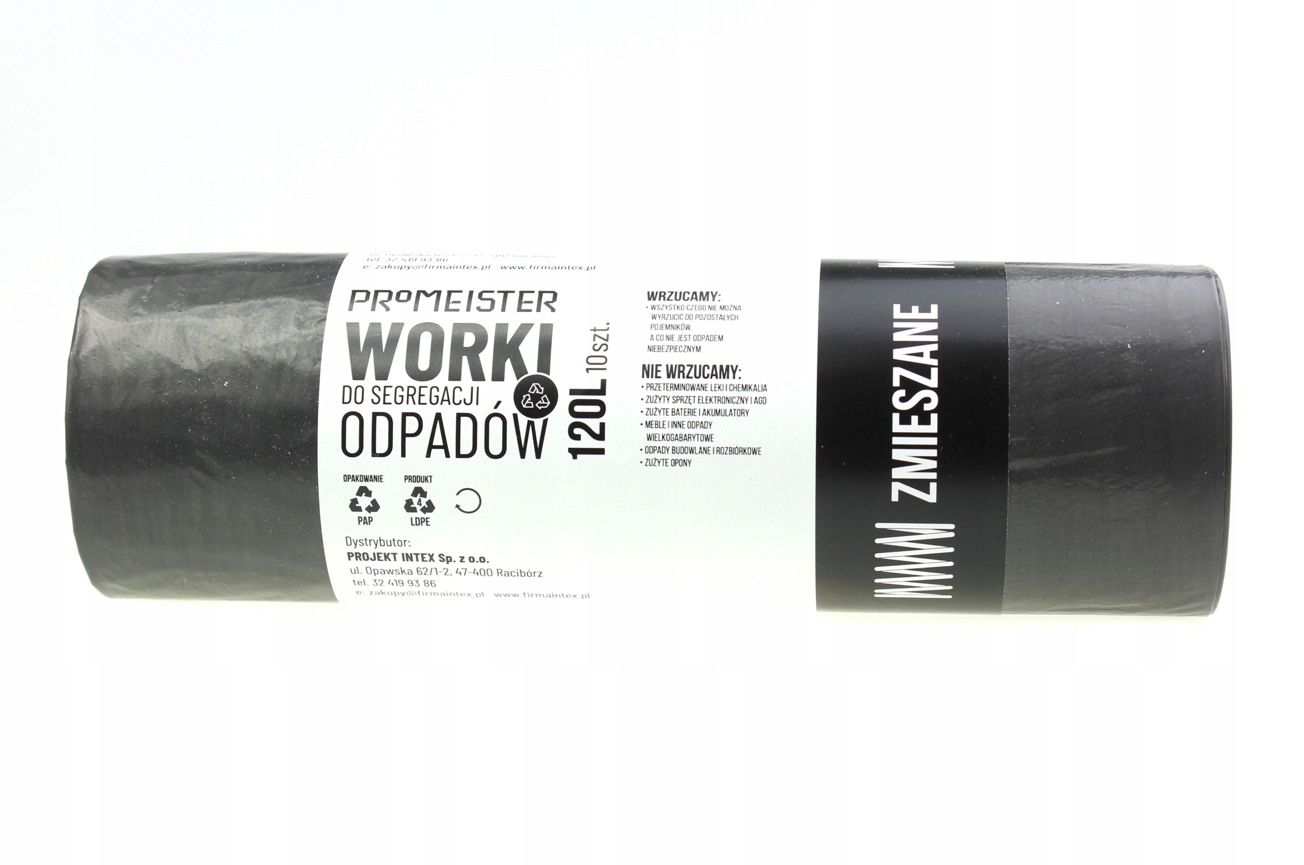 

Mocne worki śmieci odpad Zmieszane czarne 120L x10