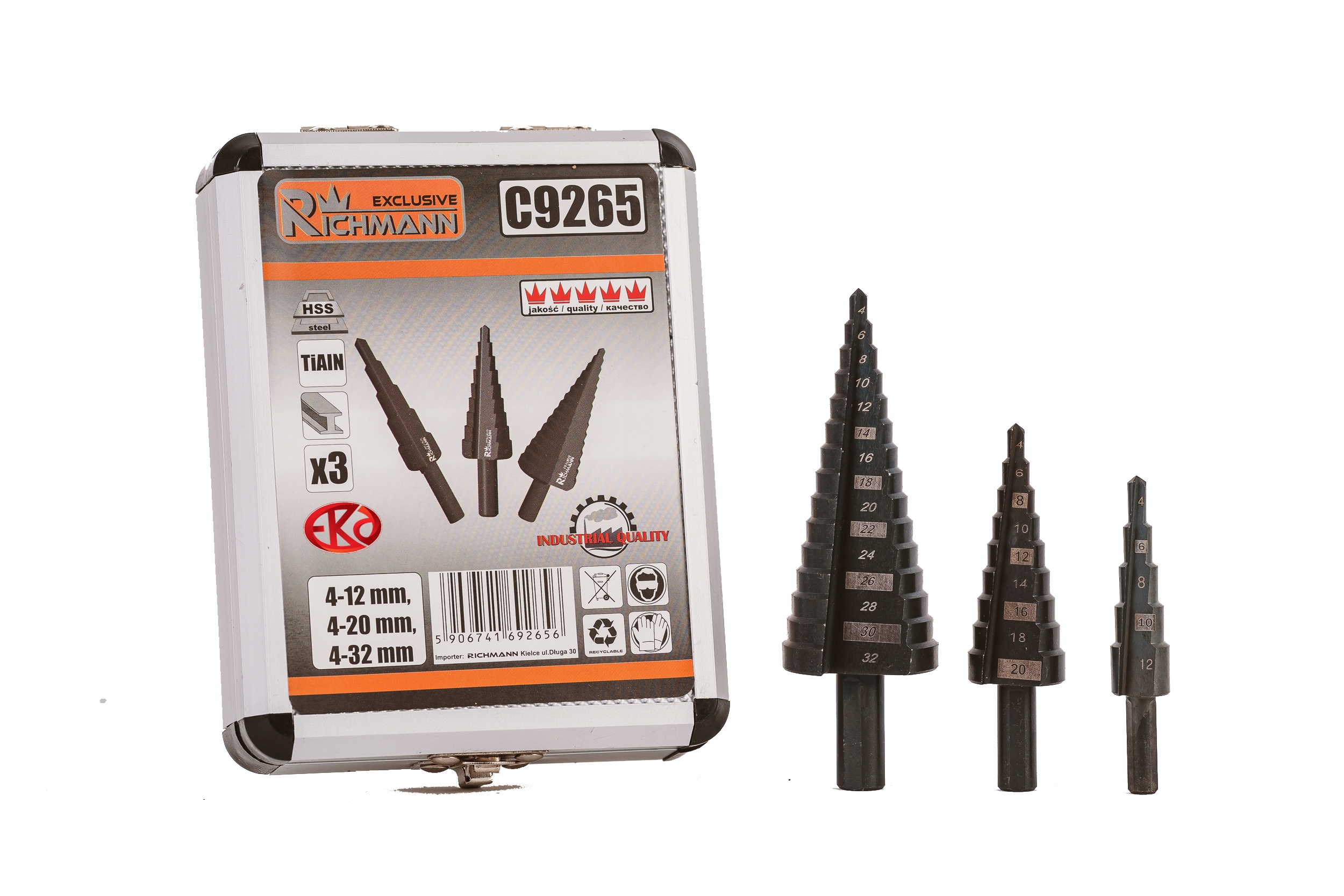 WIERTŁO STOPNIOWE STOŻKOWE DO METALU 4-32mm 3sztuk