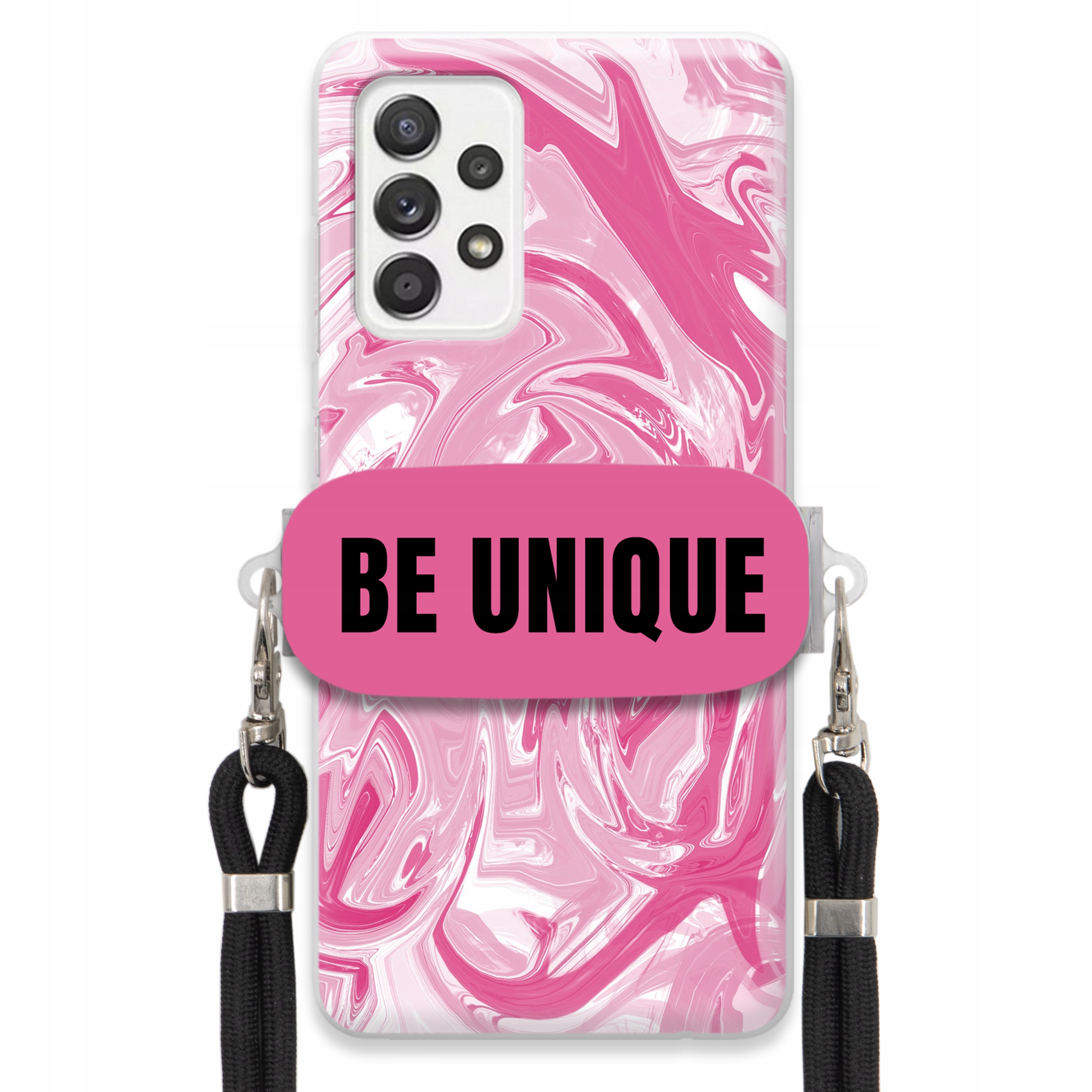 Puzdro pre Samsung A52 5G Case držiak Šnúrka Čierna Ružová Mramor Be Unique