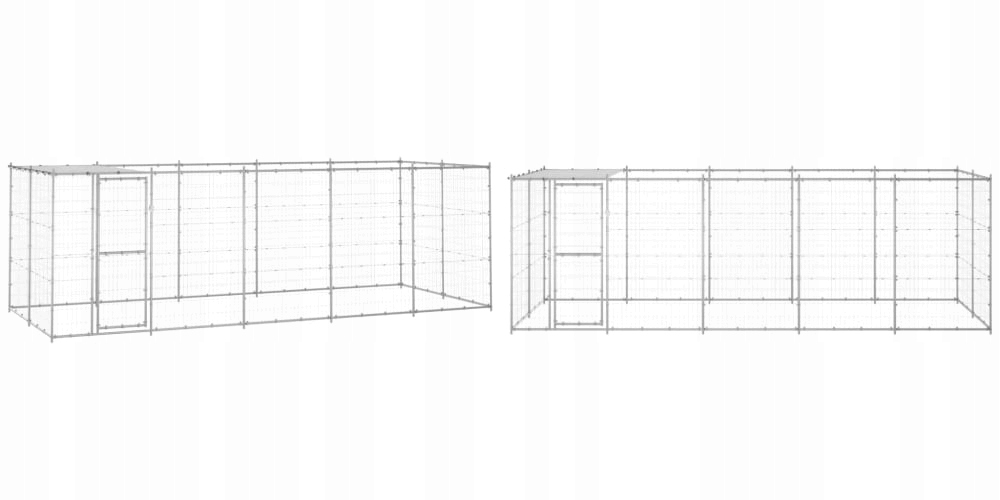 1 m², Kotec pro psa, ocel, 12 cm, se zastřešením