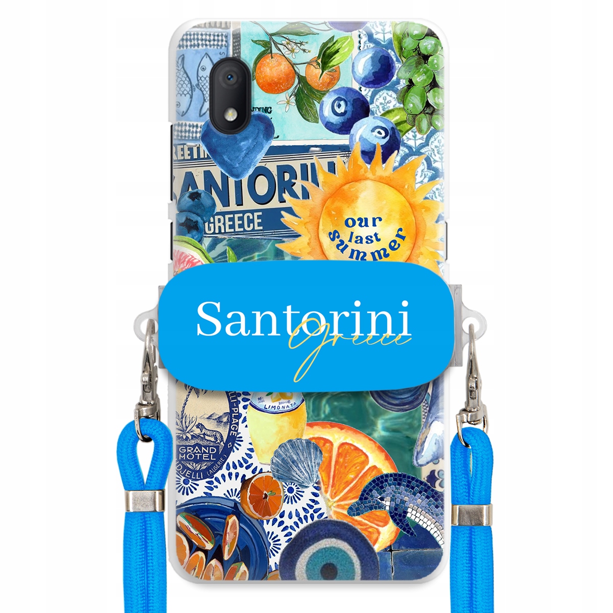 Puzdro pre Samsung S25 Edge Modré Crossbody vodítko držiak Santorini Sea