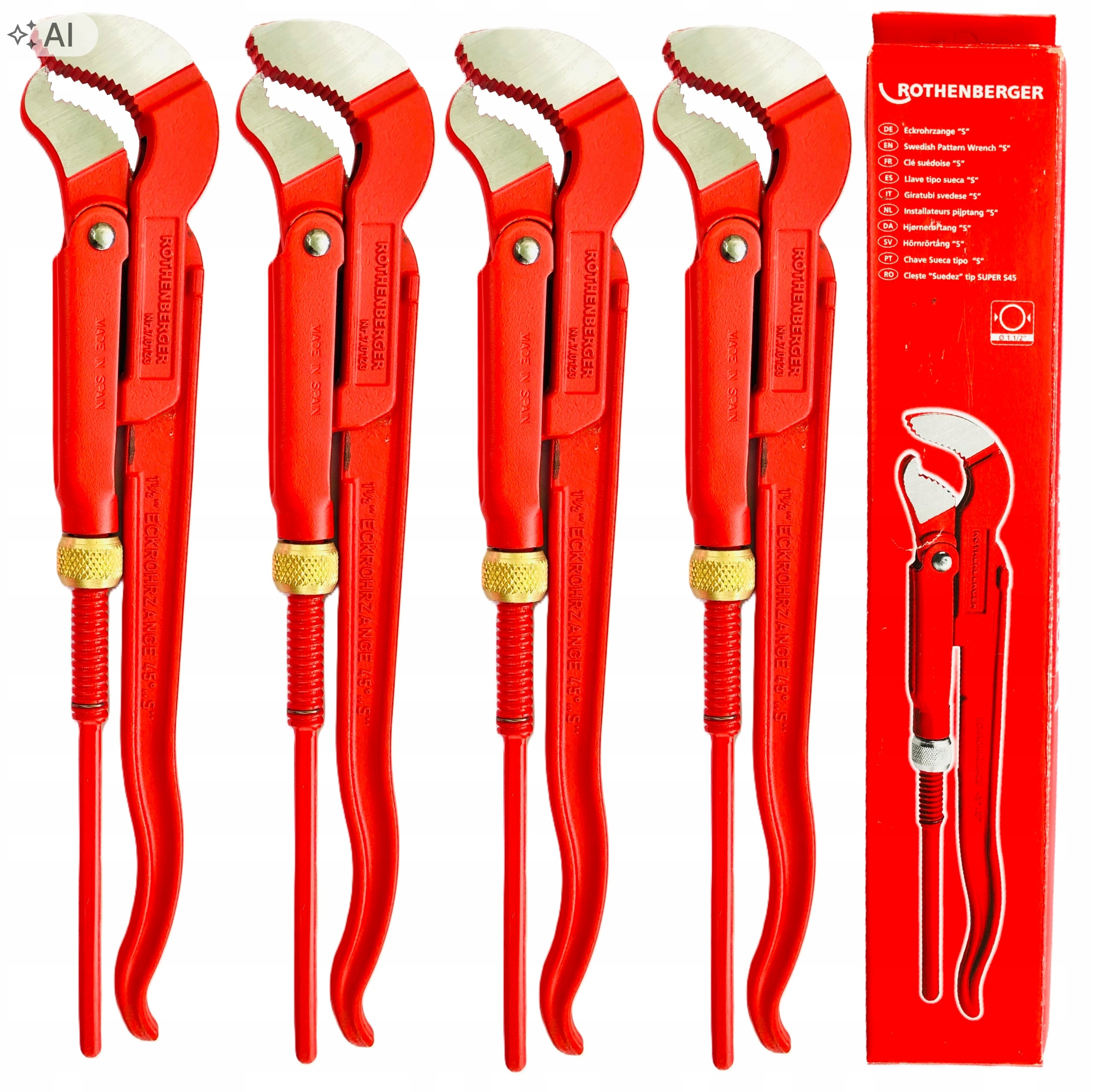 Rothenberger Klucz nastawny do rur 1,5'' S 420 mm 4 szt.