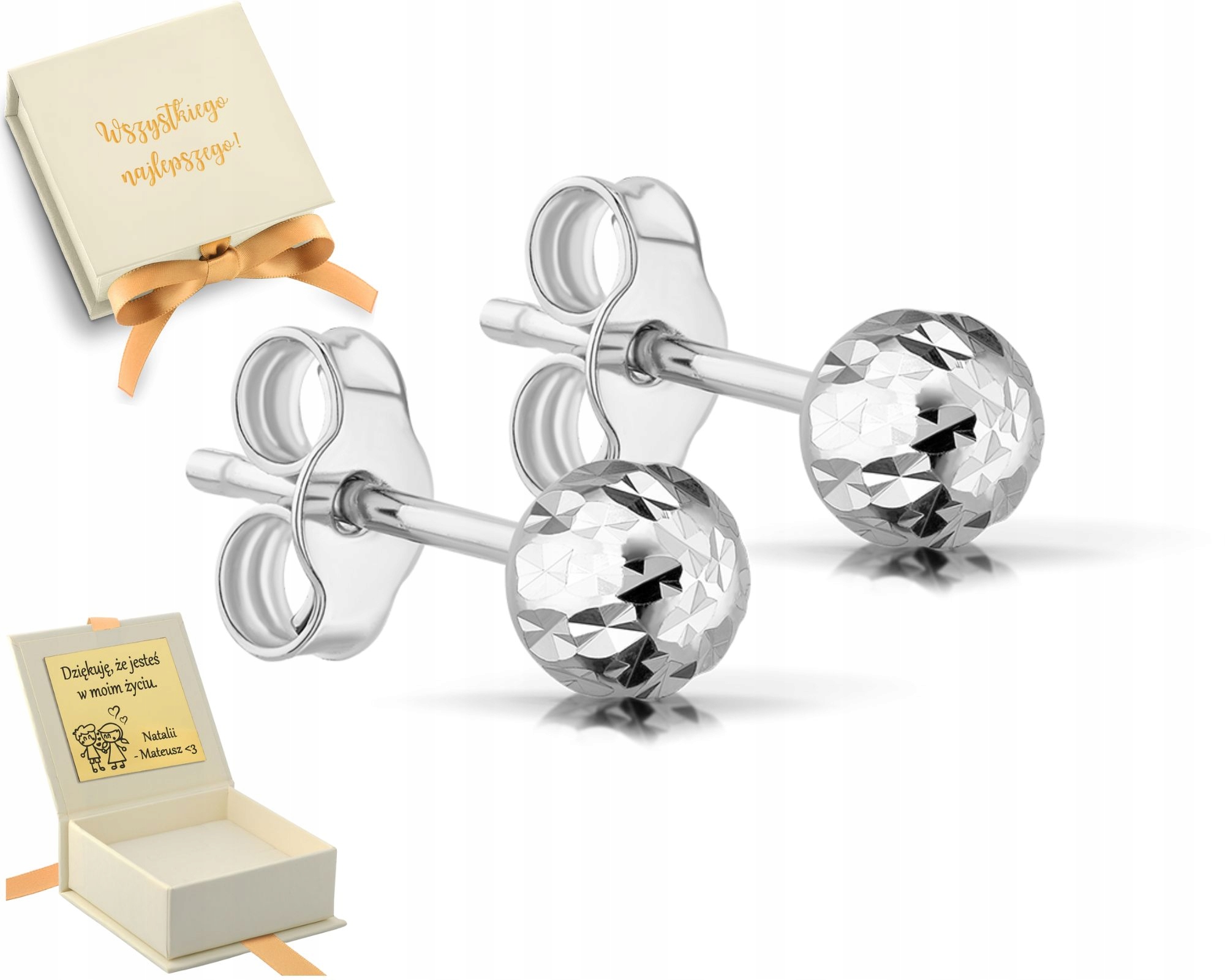 Náušnice Diamantové Kuličky Stříbrné 7 MM