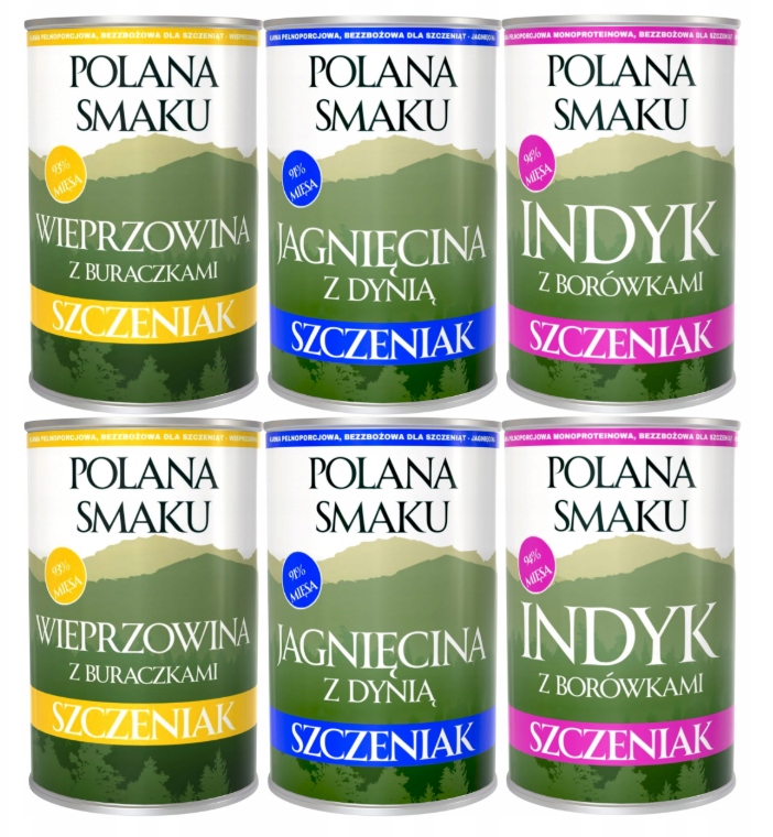 Levně Polana Smaku Štěně MIX Chutí 6 X 400 G Vlhké Krmivo Pro Psy