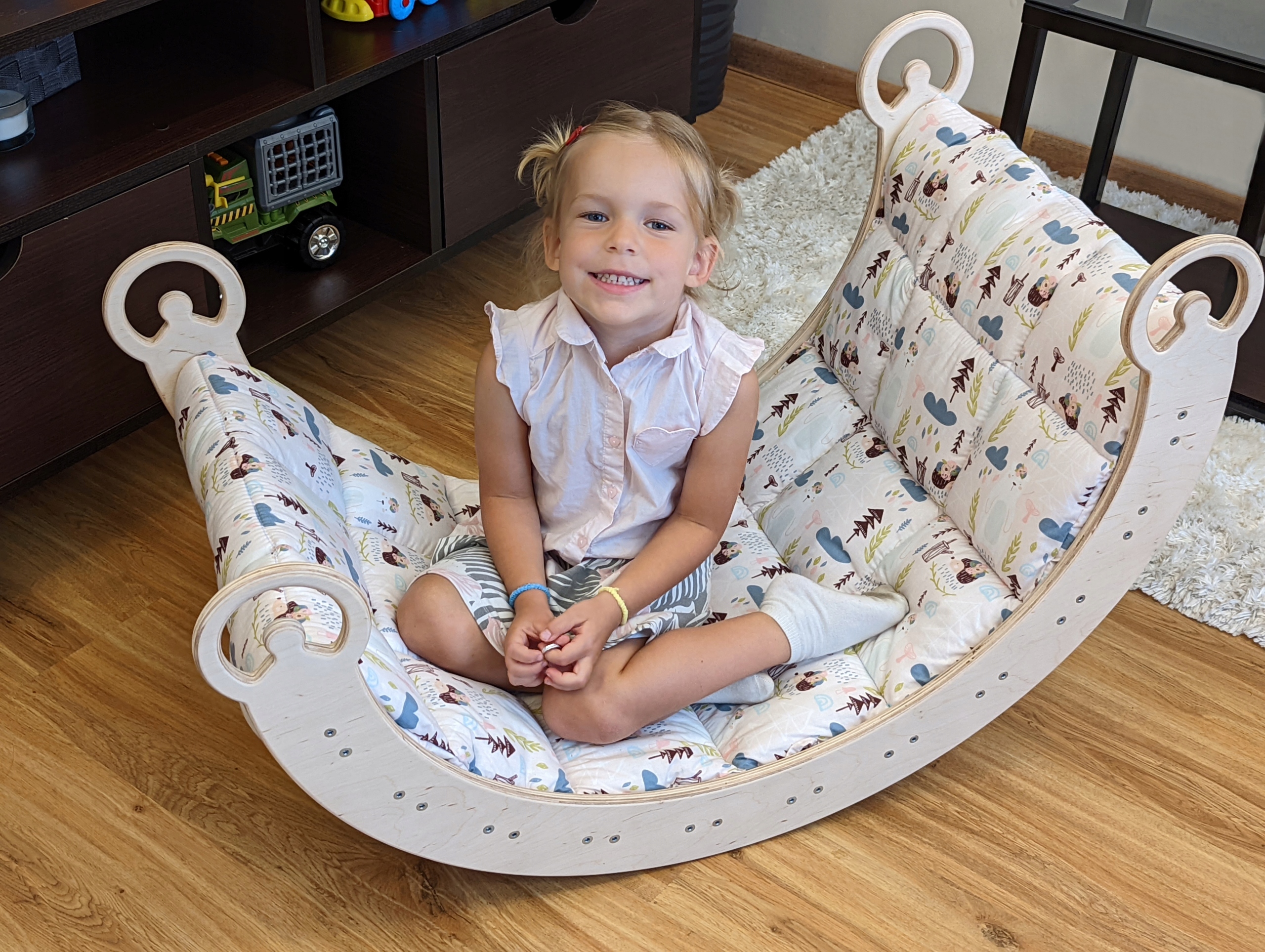 Bujak drewniany z poduszką Różowy las rocker bujaczek huśtawka pomost Kod producenta R1