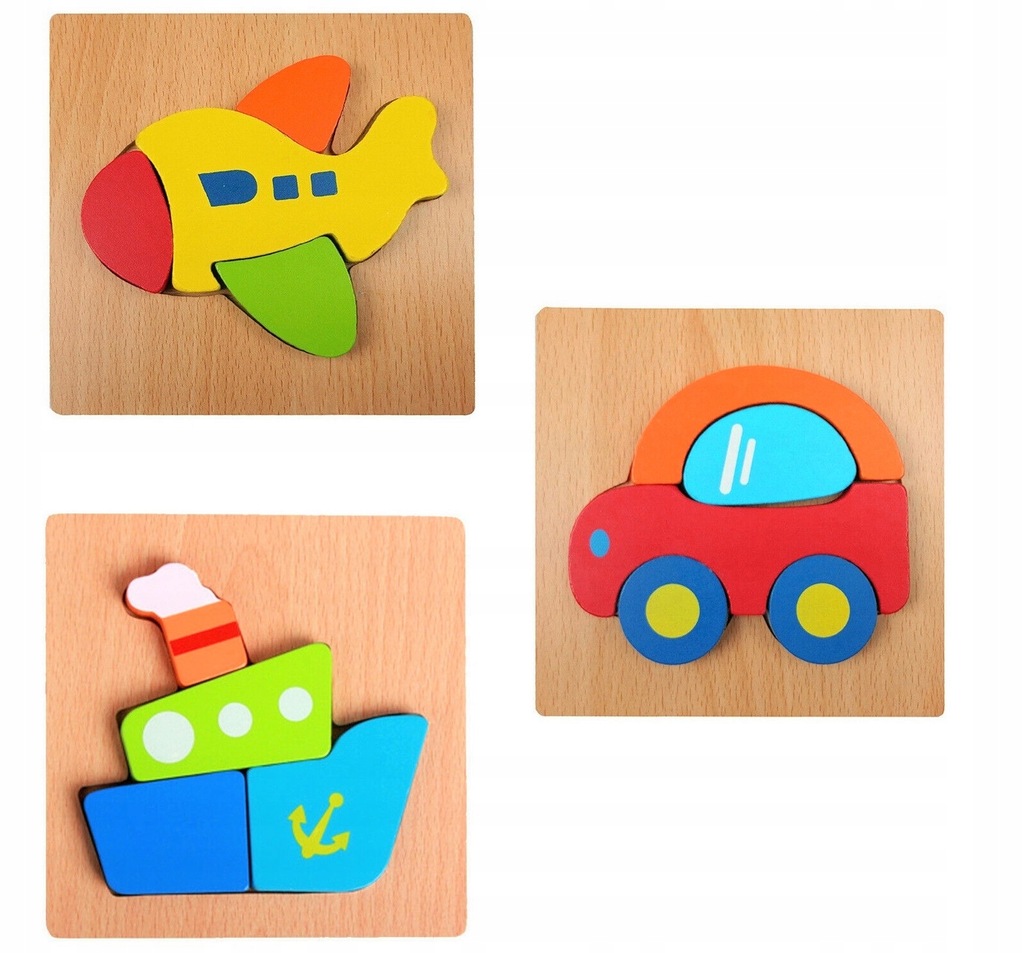 

Puzzle Drewniane Edukacyjne Układanka sorter3wzory