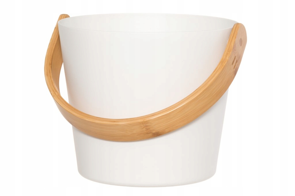 Ceber do sauny hliníkový s bambusovým držiakom 5 l Vedro Rento Sauna biela