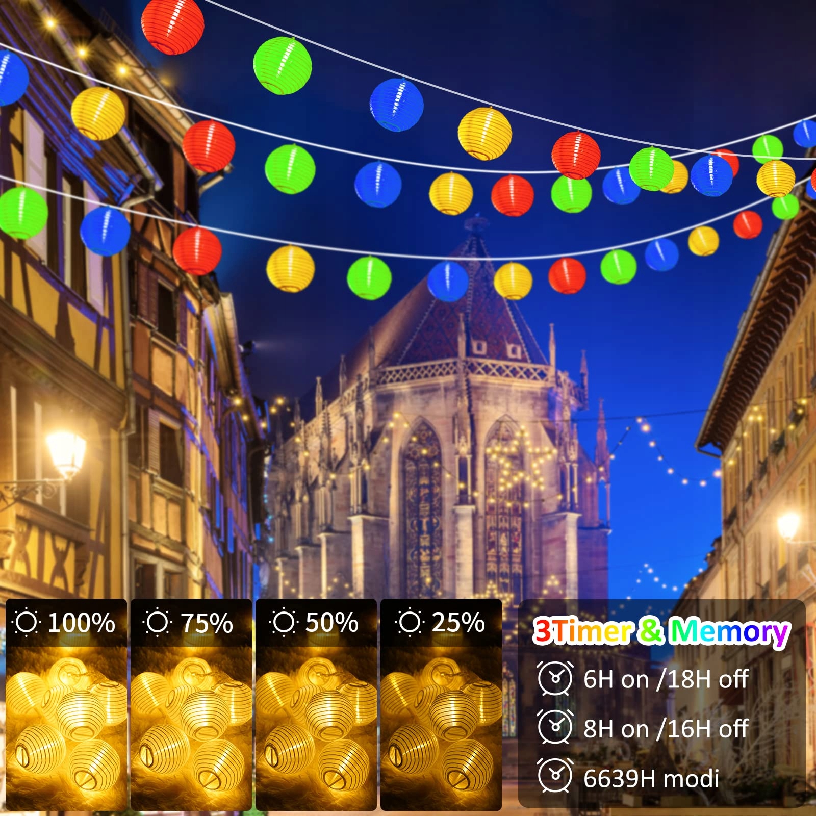 STARRYEVER Lampiony LED 20M 80 LED 11 Trybów Pilot Balkon Patio — miniatura 4