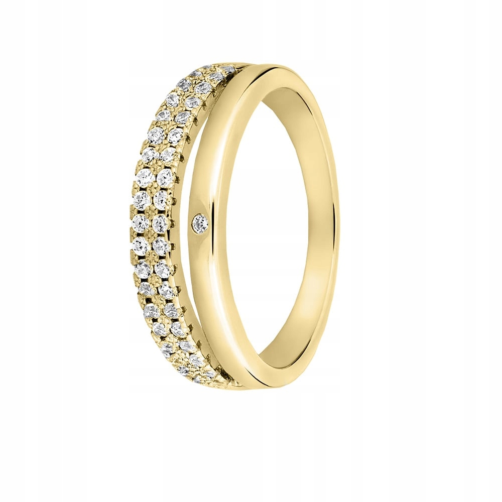 Pierścionek Pozłacany Podwójny z Cyrkoniami 17 Srebro 925 18K Sadva