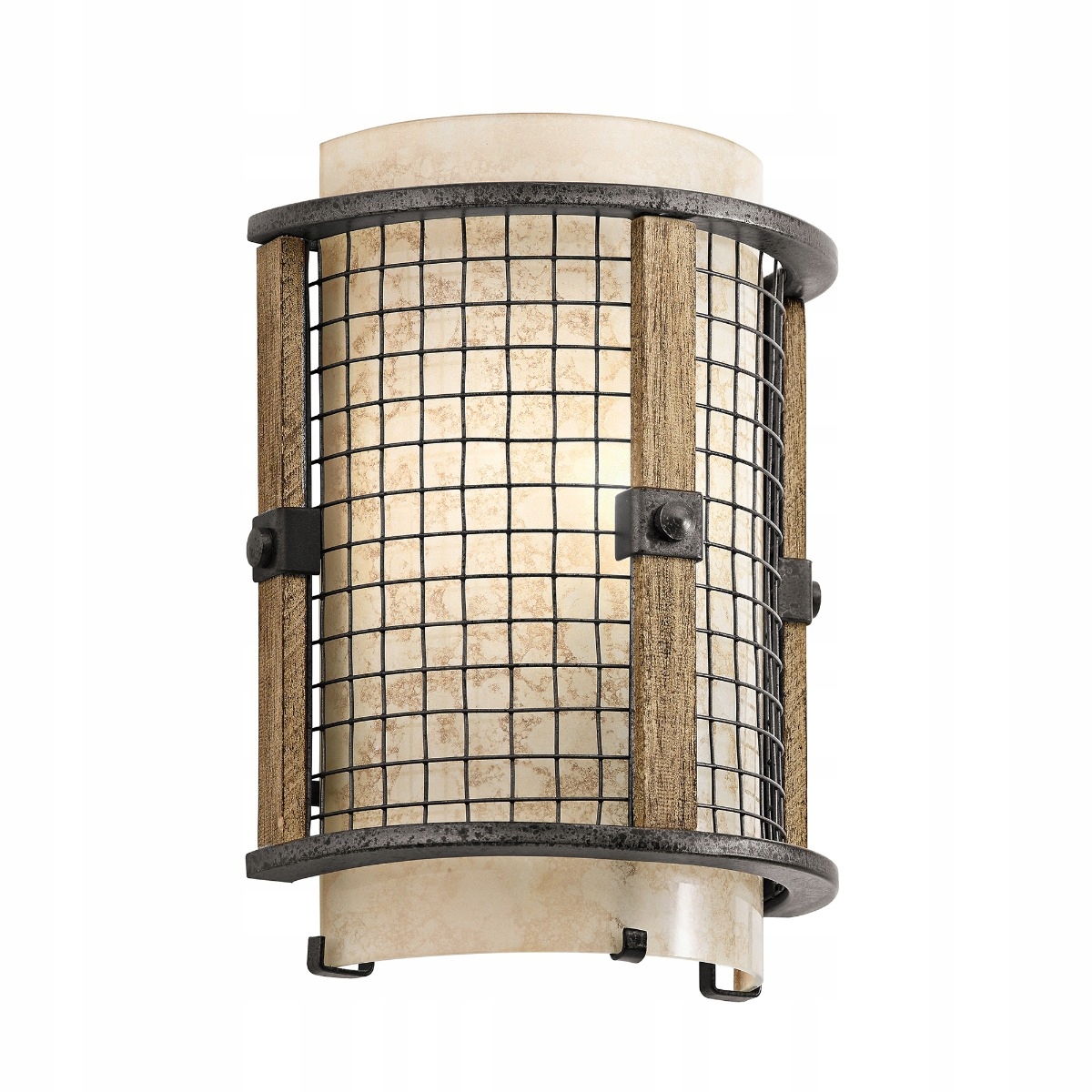 Nástenná lampa rustikálna sklenená drevená drôtená Kichler