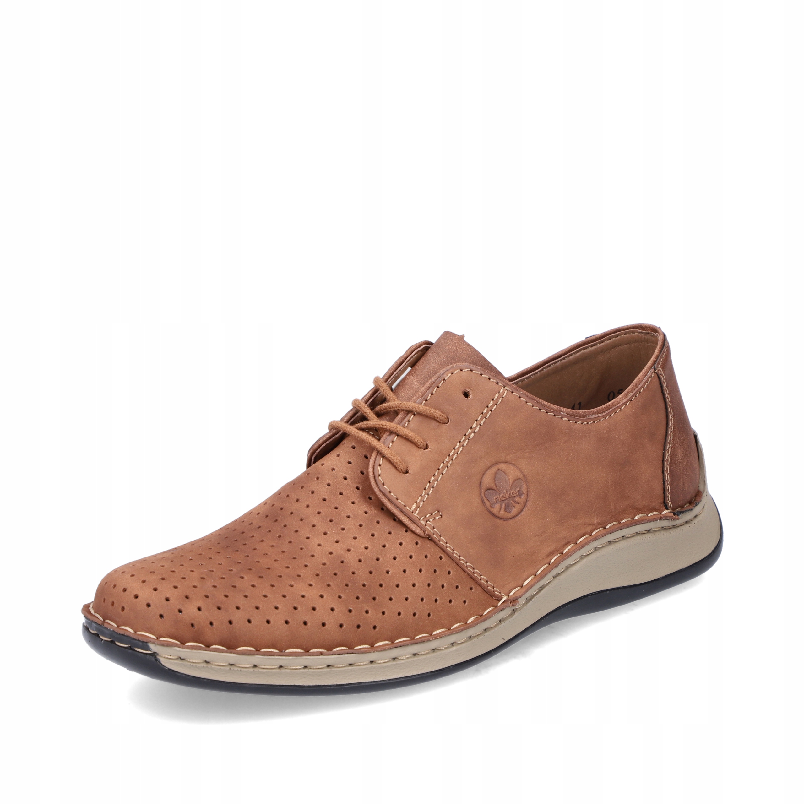 Rieker Antistress Pánské Kožené Polobotky Hnědé Ažurové 05226-24 vel. 43