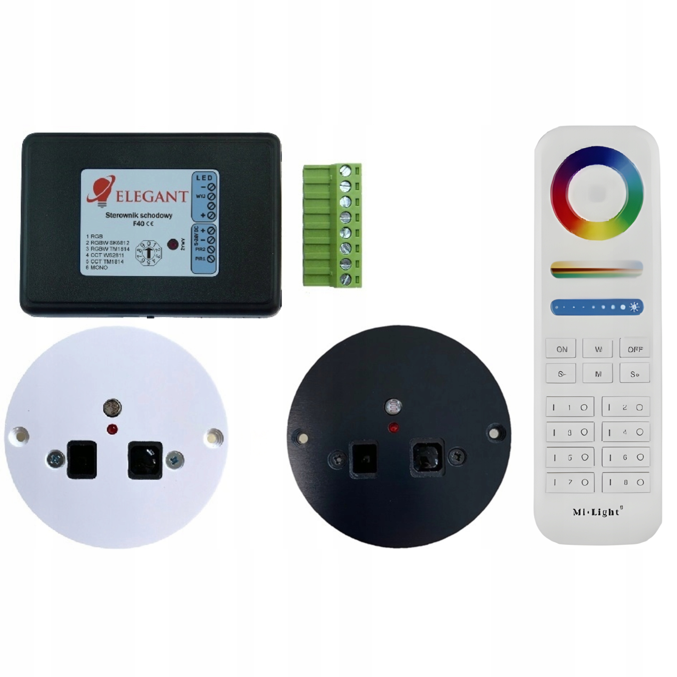 Univerzální schodišťový ovladač F40 +2x Snímač pohybu Elegant Rgbw Animace