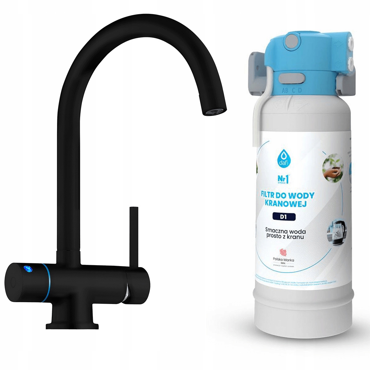 System filtrujący wodę Dafi Flow Comfort D-1 bateria trójdrożna Vito czarna