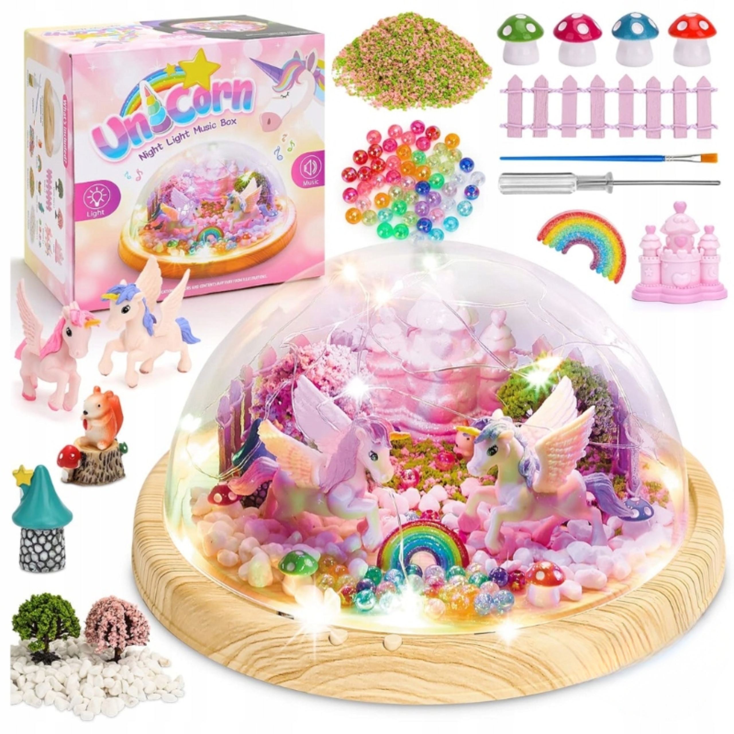 JEDNOROŻEC LAMPA NOCNA KREATYWNY ZESTAW MUZYKA LED RGB UNICORN PREZENT