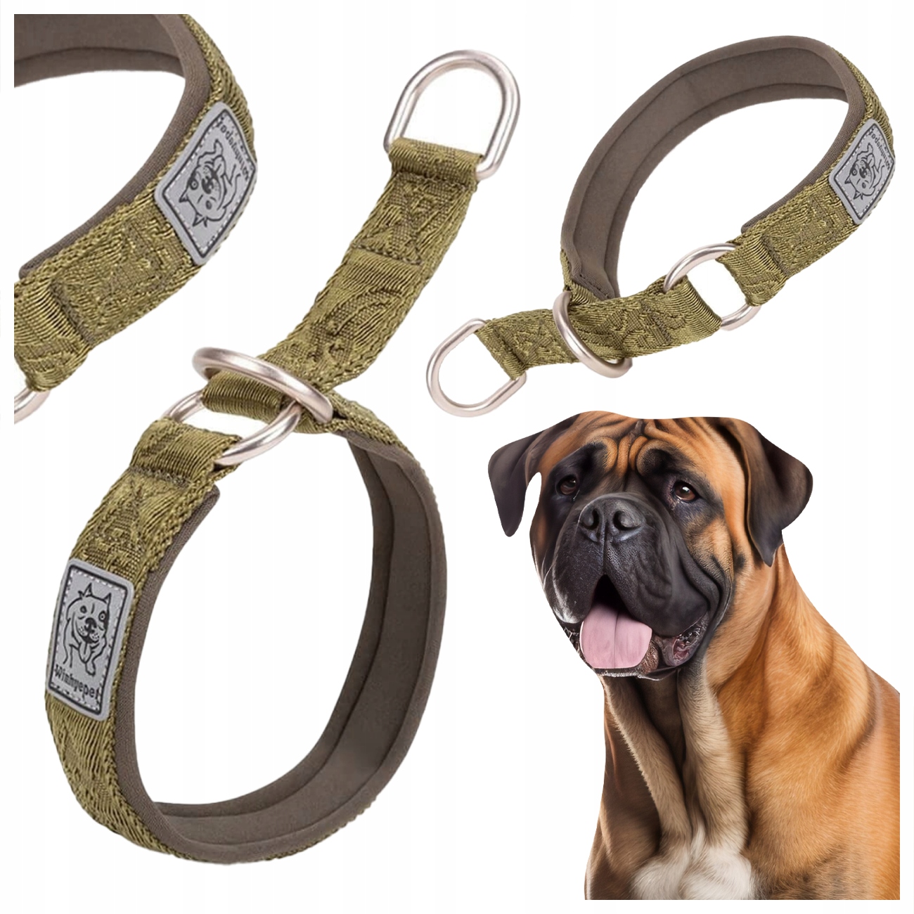 Obojek Pro Psa Polostahovací Winhyepet Khaki Pevný, Pevné Zapínání 3XL