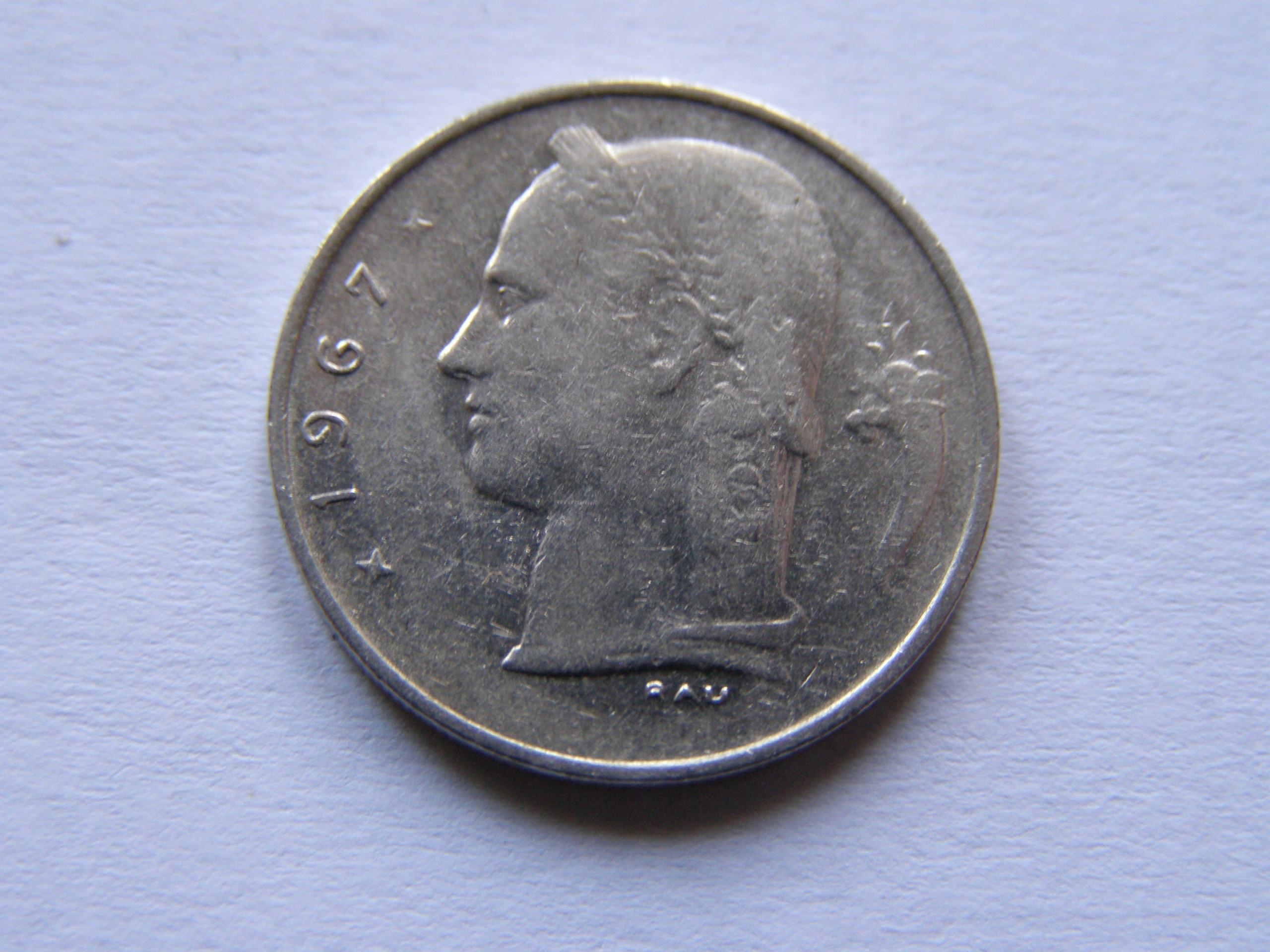BELGIA 1 FRANC 1967 ROK BELGIQUE !!!!!!!!!!!! 0119