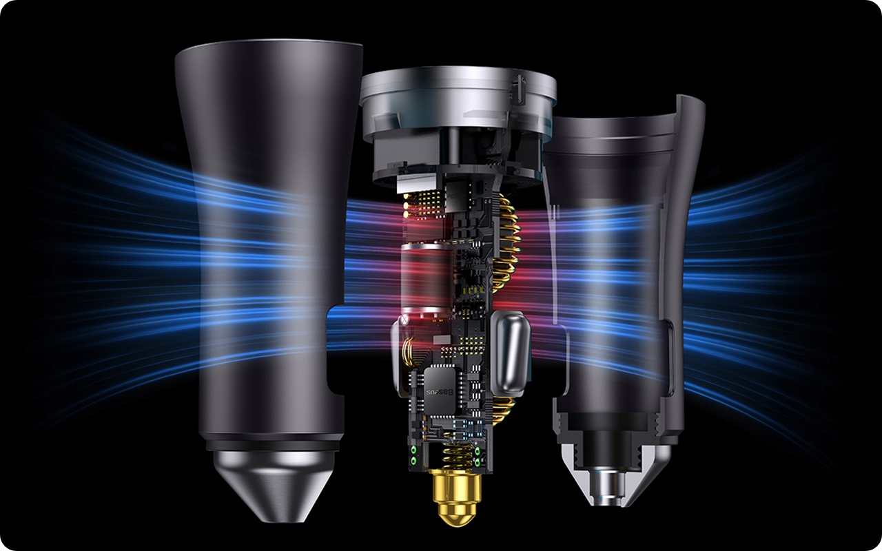 BASEUS SZYBKA ŁADOWARKA SAMOCHODOWA USB TYP C USB-C 40W BEZPIECZNA LED Zgodność ze standardem Quick Charge 1.0 Quick Charge 2.0 Quick Charge 3.0
