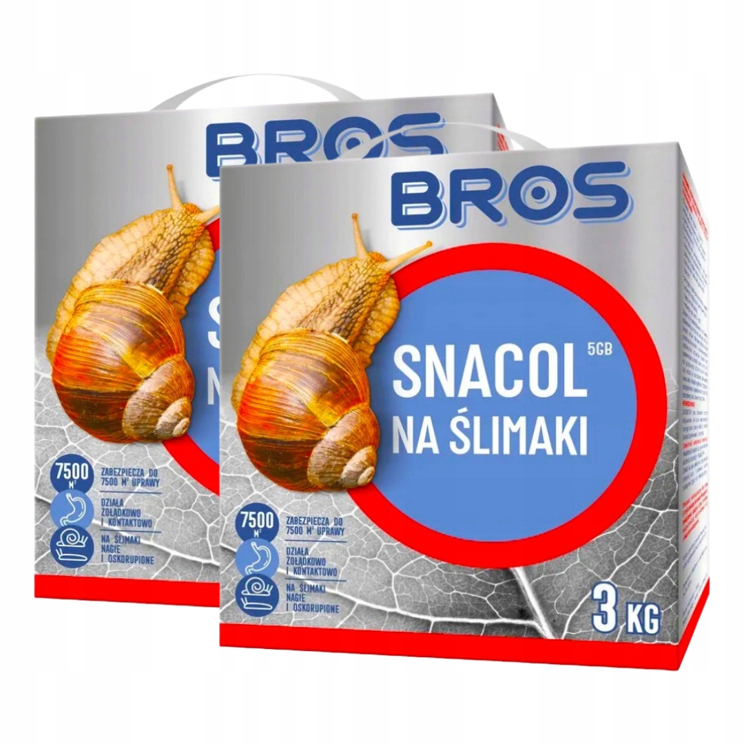 Zestaw x2 Bros Snacol 5GB 3kg Na Ślimaki Nagie Granulat Skuteczny Do Ogrodu