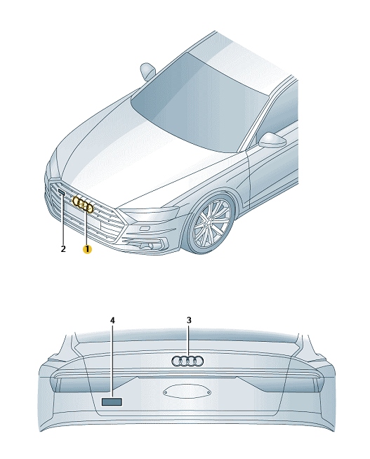EMBLEMAT LOGO PRZOD GRILL AUDI A8 S8 Q8 RSQ8 Part number 4M8071801