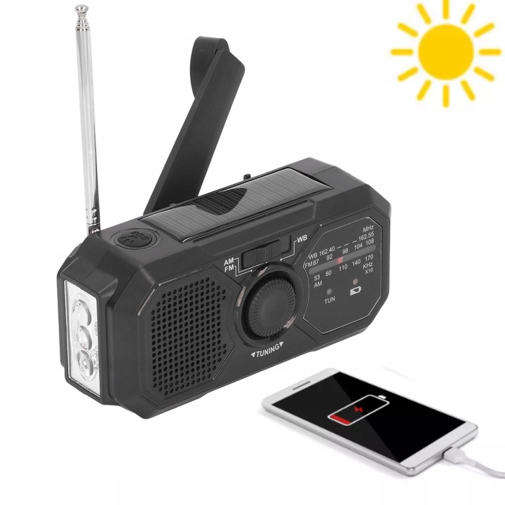 Víceúčelové rádio pro generování energie s ruční klikou Am a Fm