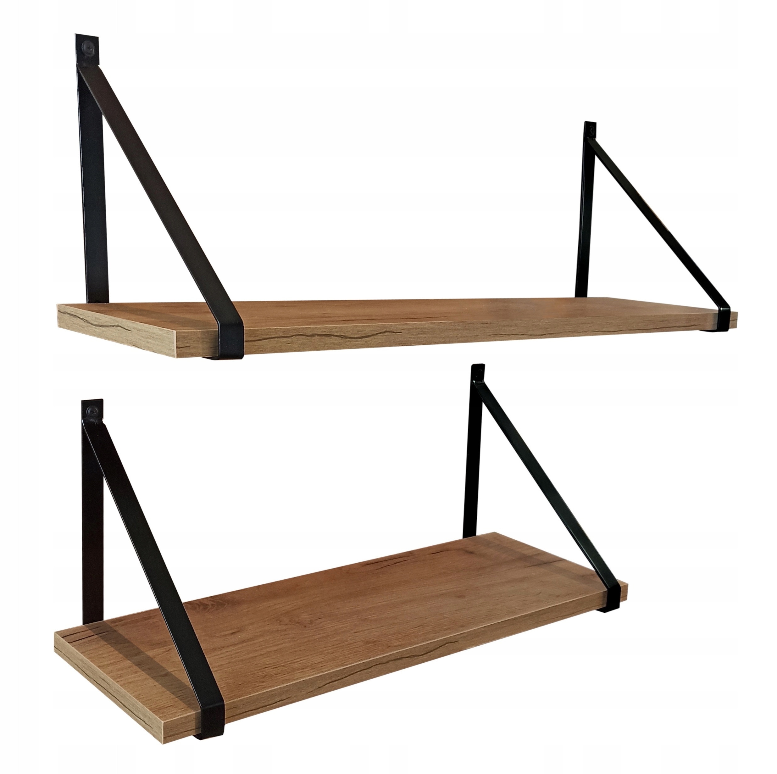 2 PÓŁKI ŚCIENNE WISZĄCE GINO LOFT - INDUSTRIALNE 55 i 80 cm DĄB CRAFT ZŁOTY