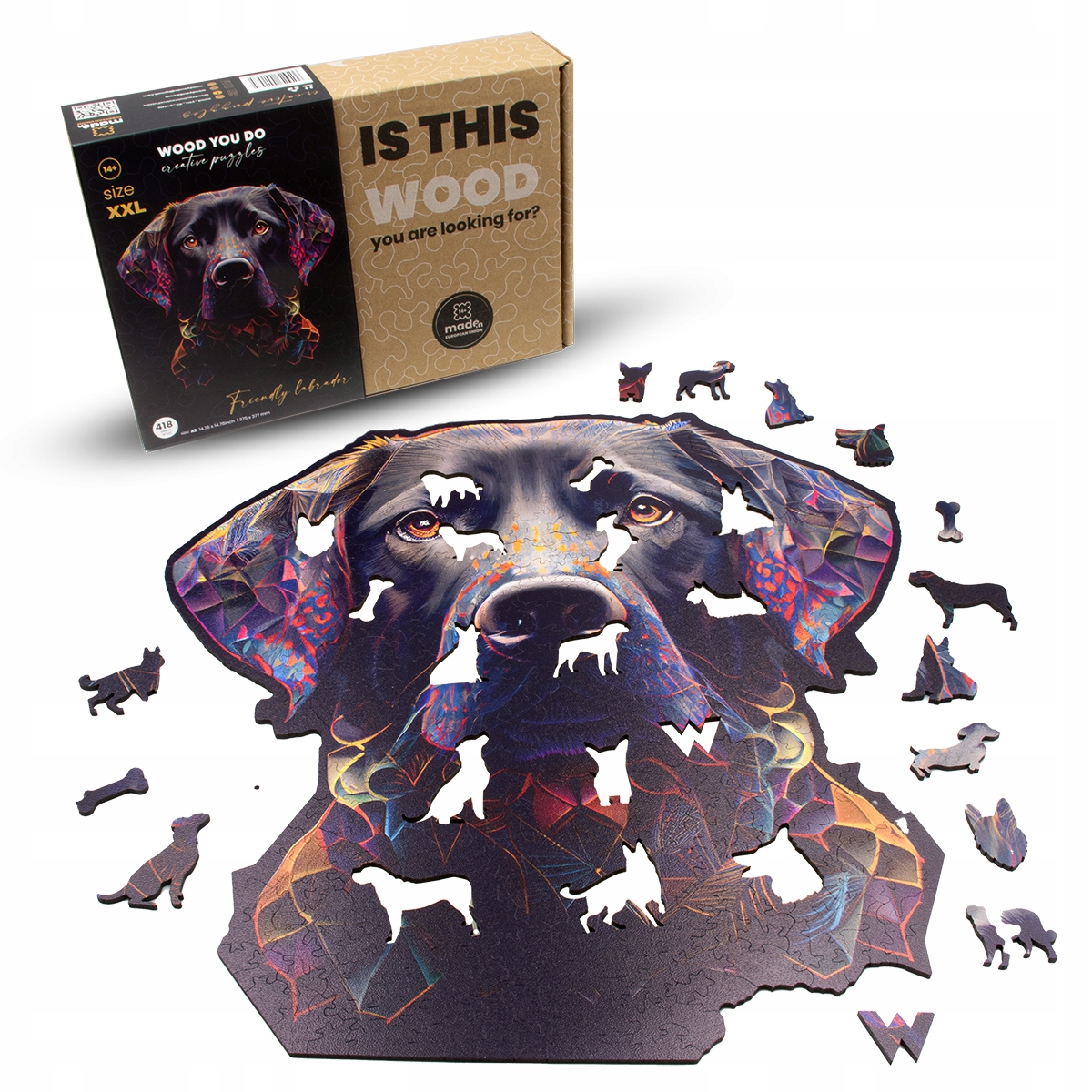 Puzzle drewniane PIES Labrador 418 elementów XXL Marka WOOD YOU DO