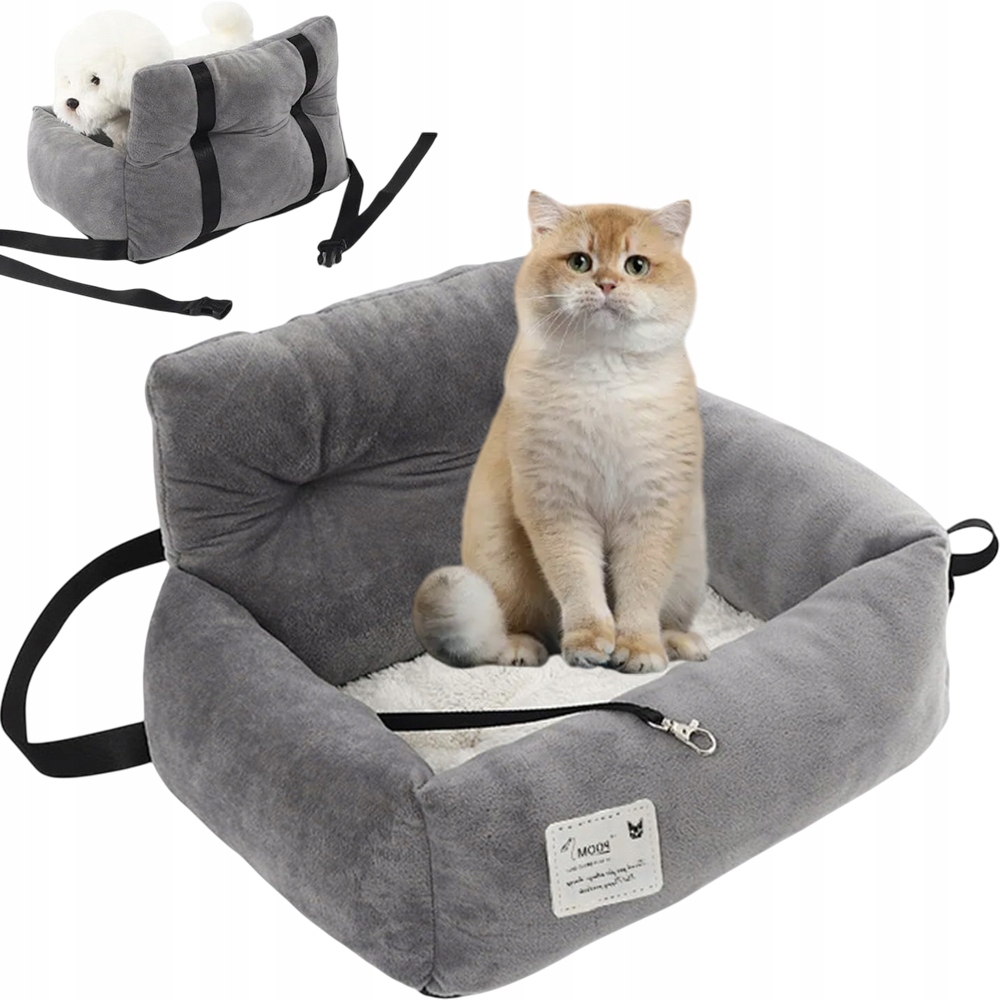 Levně Přepravka Pro Psa Kočku Autosedačka Podložka Do Auta Šedá 53 CM
