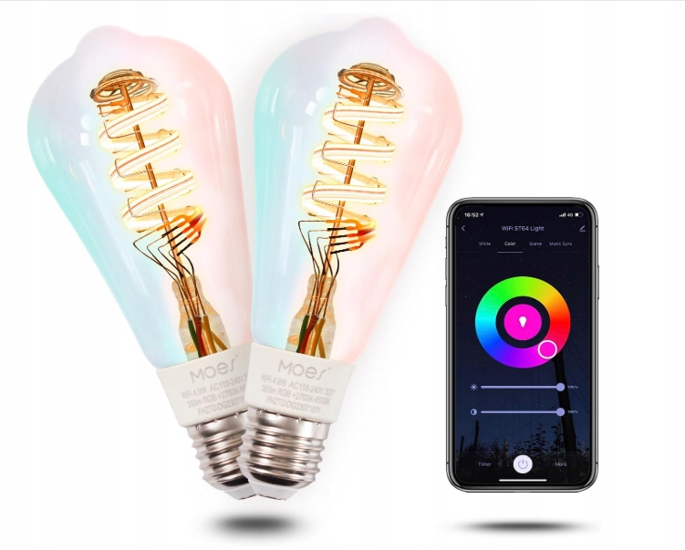 Žárovky Moes E27 Vintage WiFi Rgb 5W 2 kusy