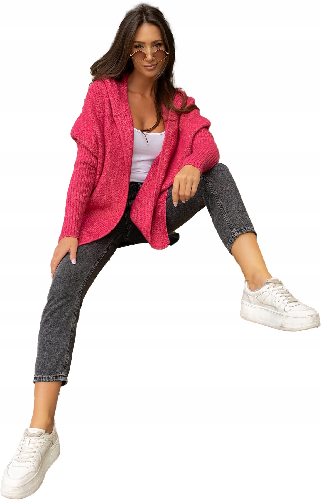 Kardigan Dámský svetr Přehoz Svetr s kapucí Měkoučký (38-52) vel. 50