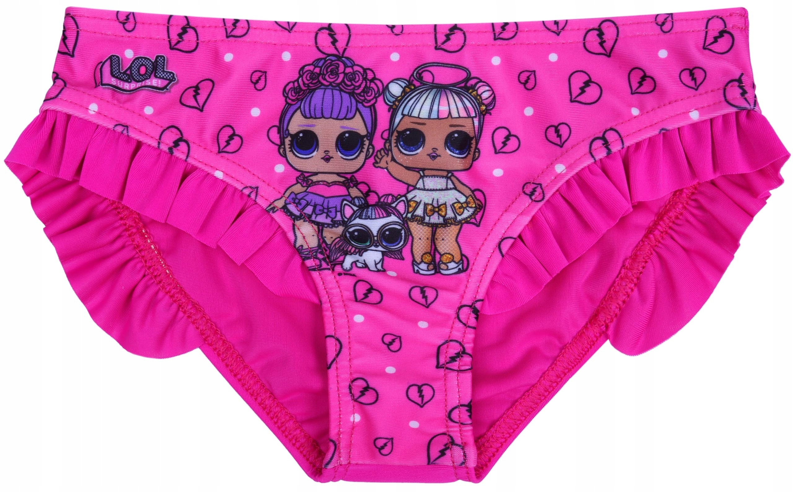 

Ciemnoróżowe majtki kąpielowe z falbanką L.o.l.