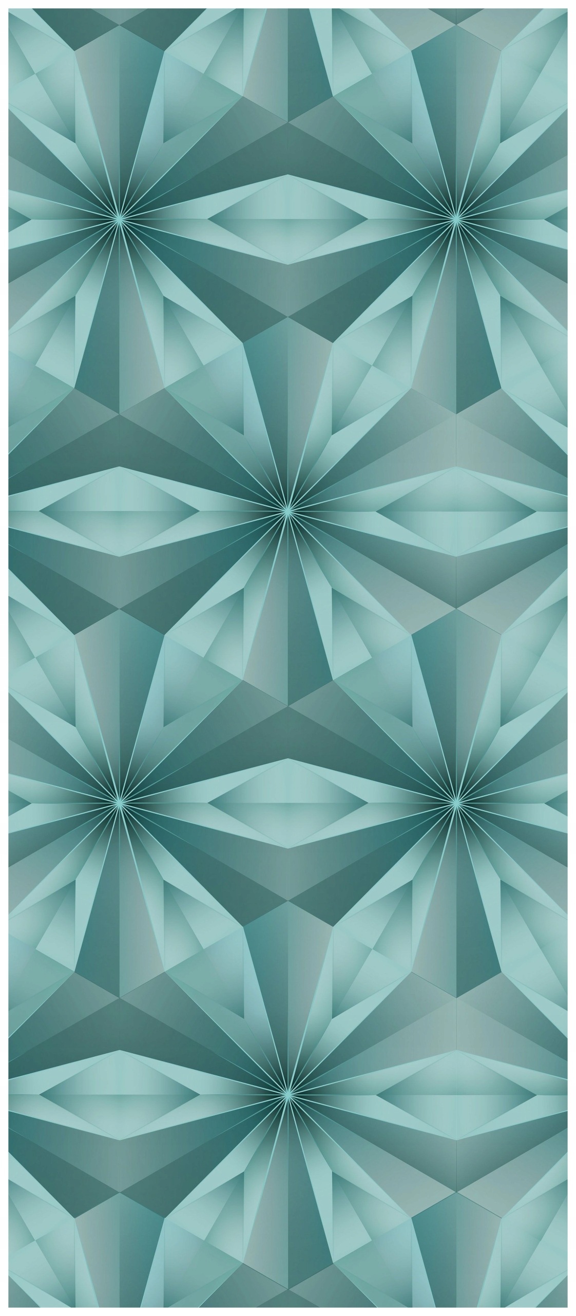 Samolepka Fototapeta Geometrické květiny a hvězdy tyrkysově šedá 91x211