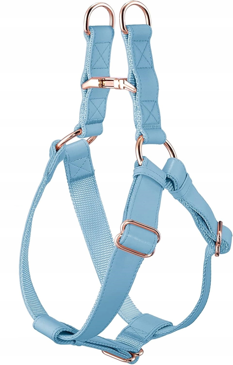 Levně Kožené Postroje Pro Psa Bez Tahání Modré Nastavitelné