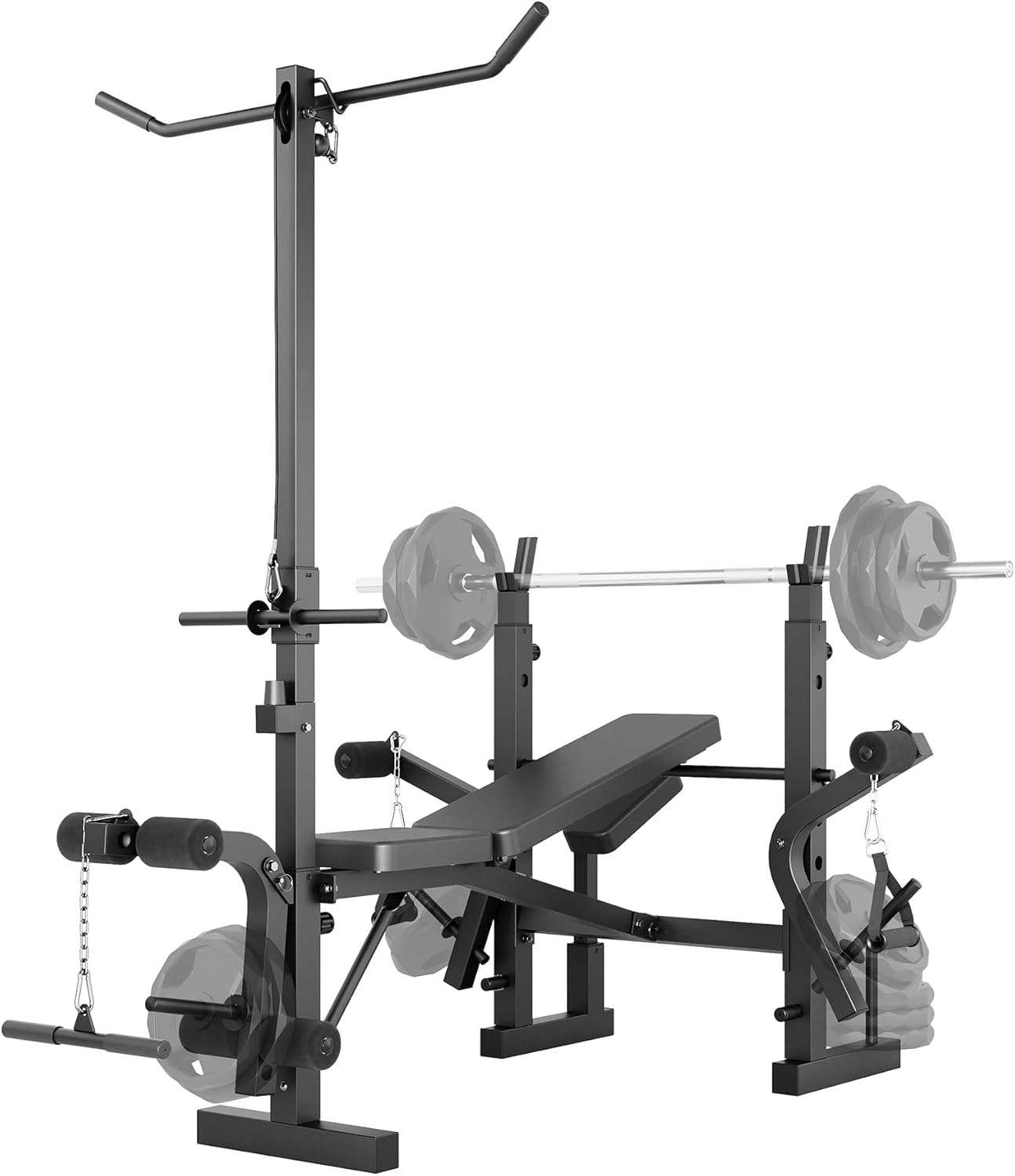 Posilovací lavice 7 v 1, skládací, nastavitelná, nosnost 450 kg, černá