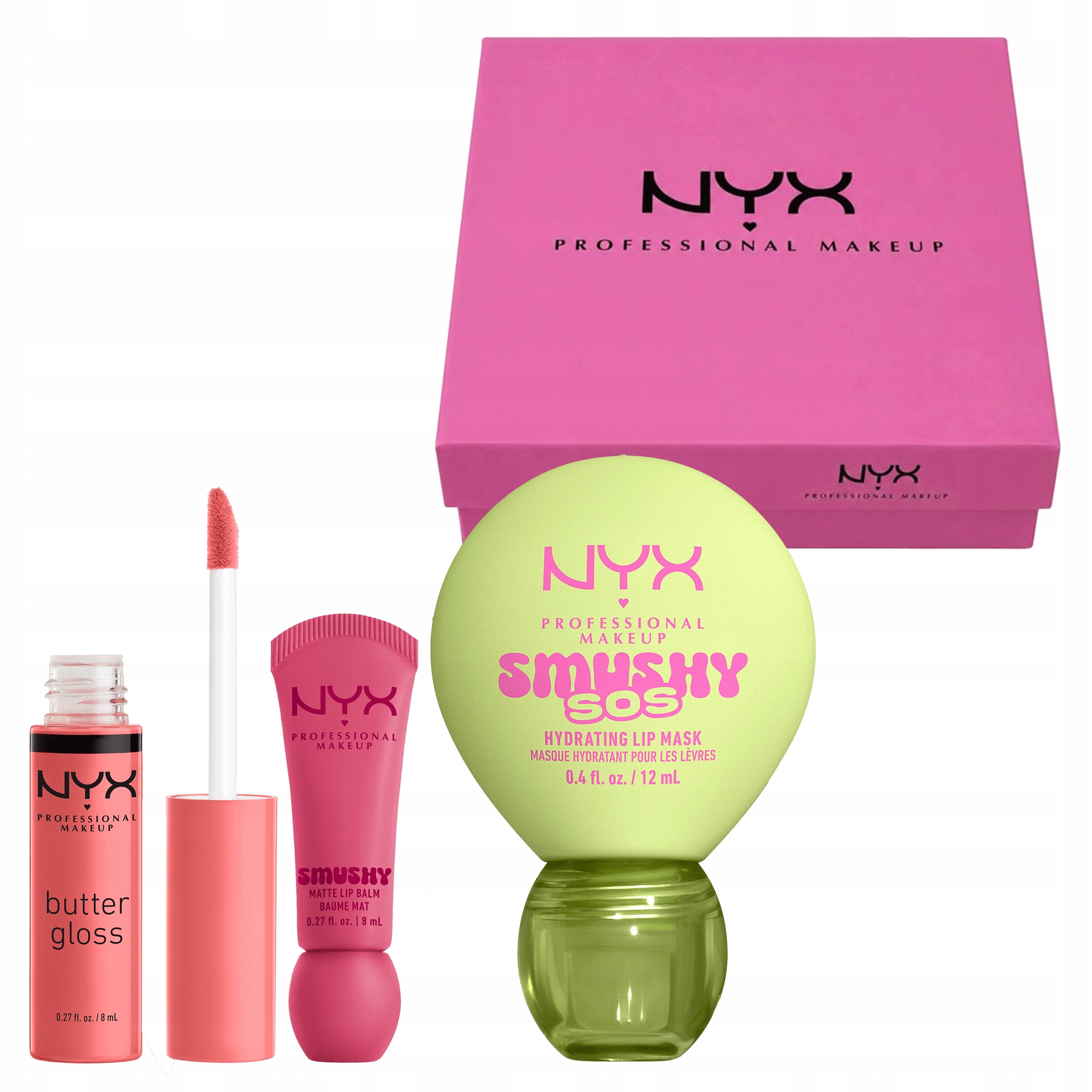 Zestaw Nyx Butter Gloss Creme Brulee Maska do Ust Sos 01 Balsam Smushy