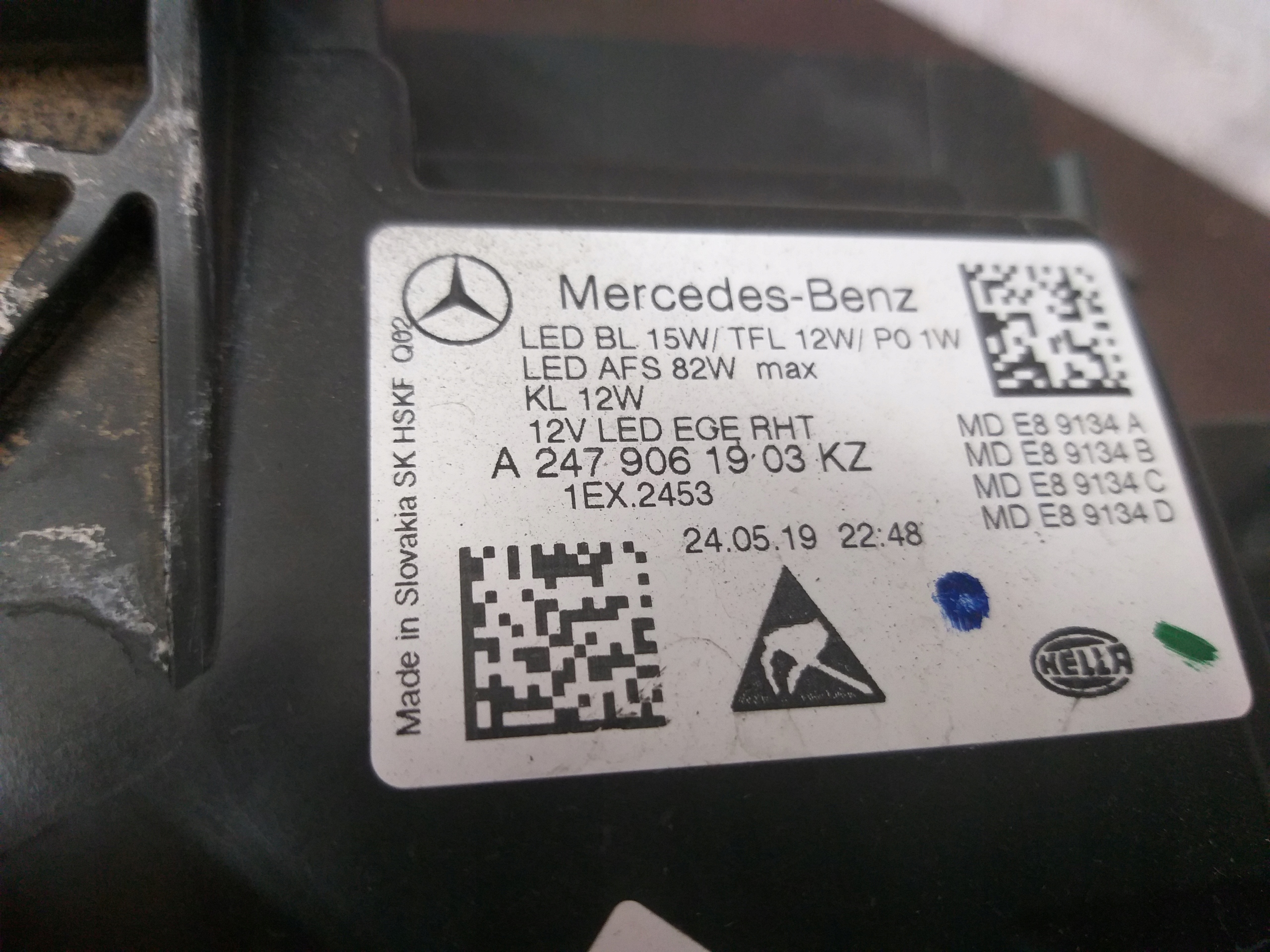 light front left MERCEDES B KLASA W247 MULTIBEAM