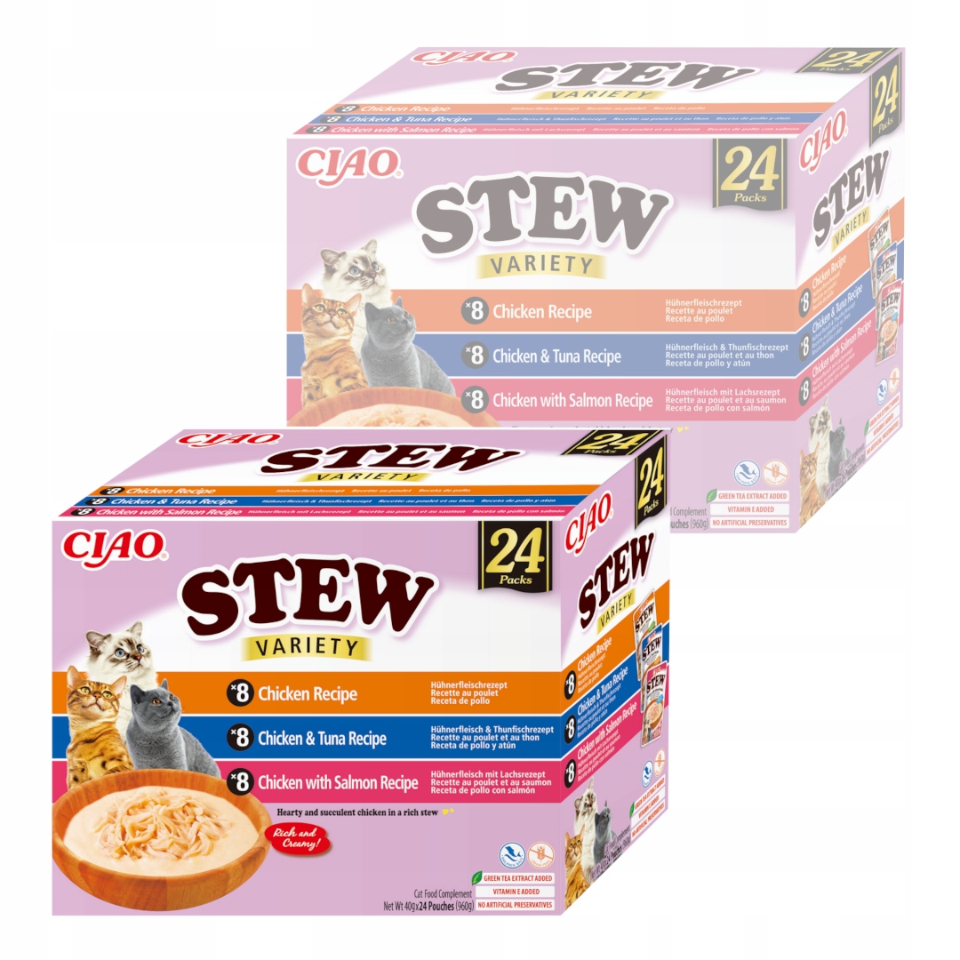 Levně Inaba Cat Ciao Stew 48x40g Doplňkové Krmivo Pro Kočky Kuřecí tuňák a losos