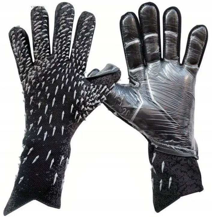 Rękawice Bramkarskie Piłkarskie R.8 Czarne Treningowe Meczowe