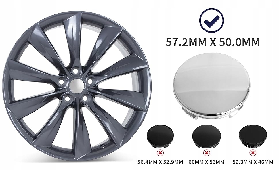 DEKIELKI DEKLE 57 MM / 50 MM DO ALUFELG CHROM Kod producenta KP00051