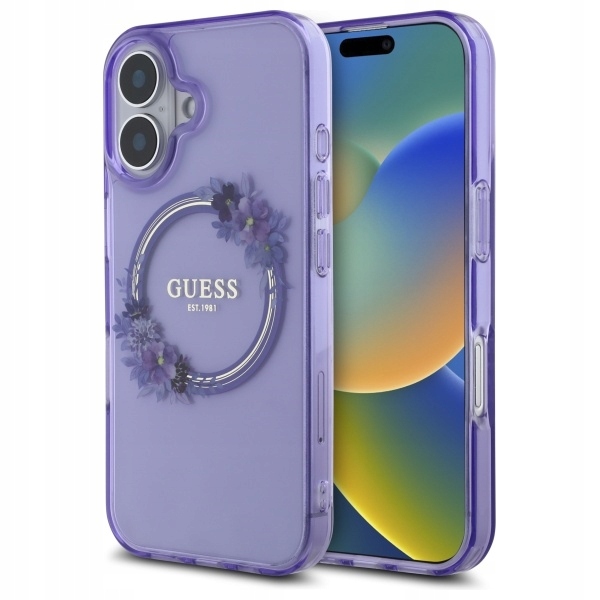 Guess Pouzdro GUHMP16SHFWFCU pro iPhone 16 6,1" fialové/fialové pevné pouzdro IML Flow