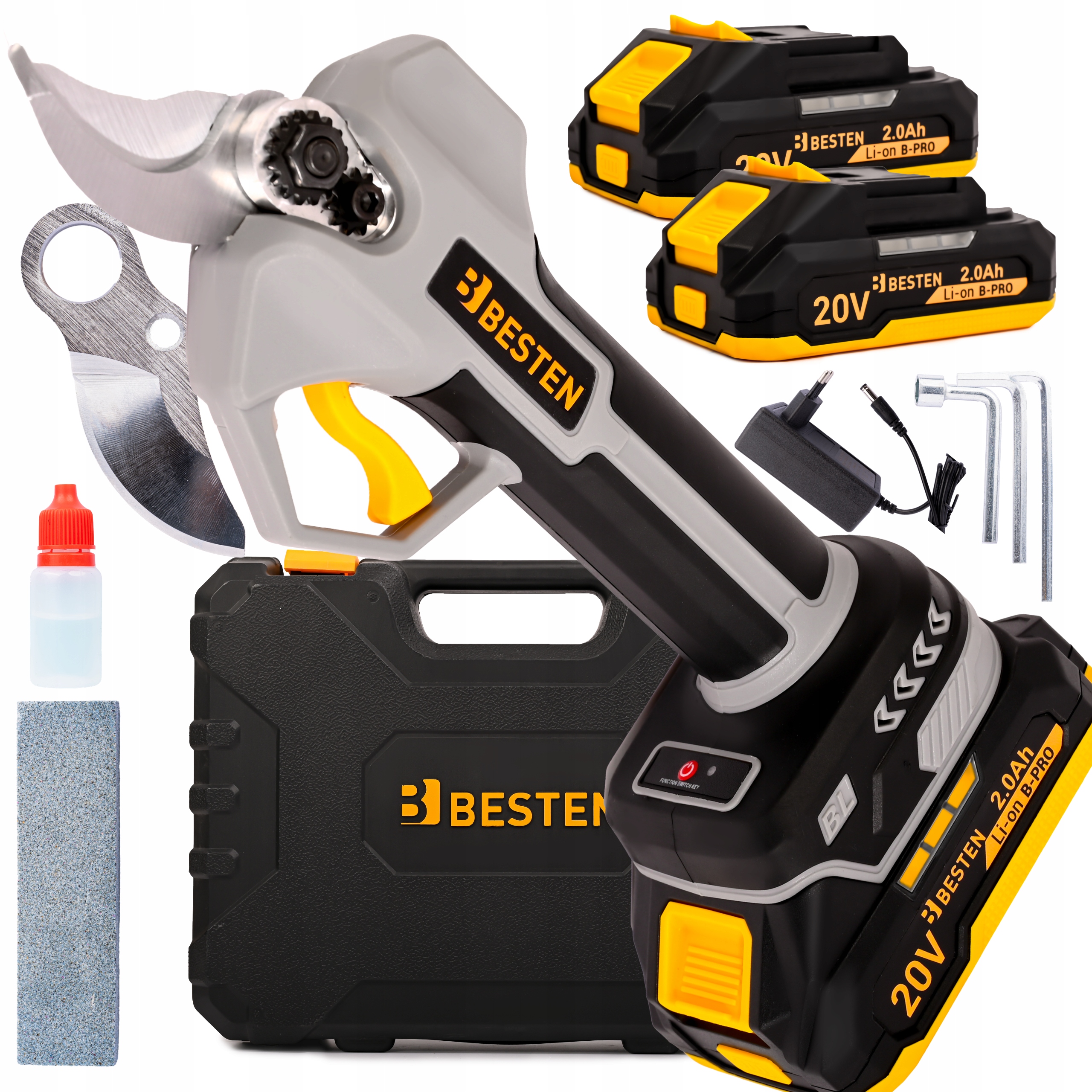 Záhradné Akumulátorové Nožnice Elektrické záhradné nožnice na konáre 2x2,0Ah Besten