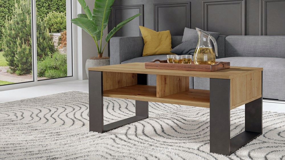 ŁAWA NOWOCZESNA STOLIK KAWOWY CZARNA 90/50CM SZAFKA REGAŁ CZERŃ DĄB ARTISAN Waga produktu z opakowaniem jednostkowym 20 kg